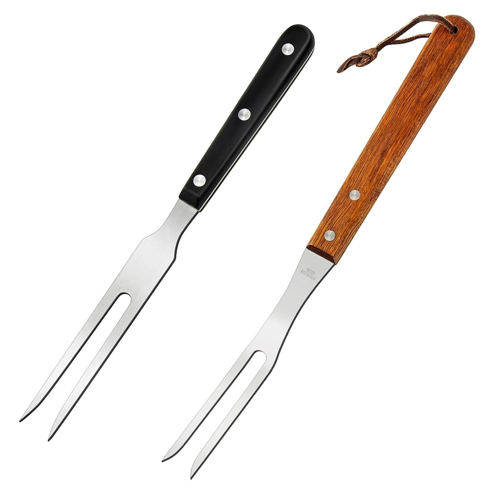 Tenedores de Carne Ponpon 2 Pcs Acero Inoxidable Mango Madera