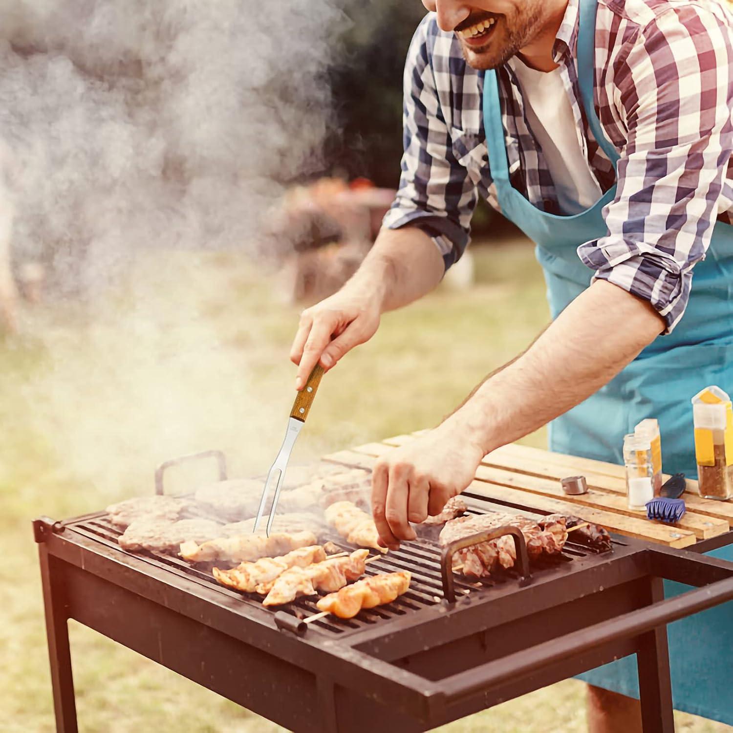 Tenedores de Carne Ponpon 2 Pcs Acero Inoxidable Mango Madera