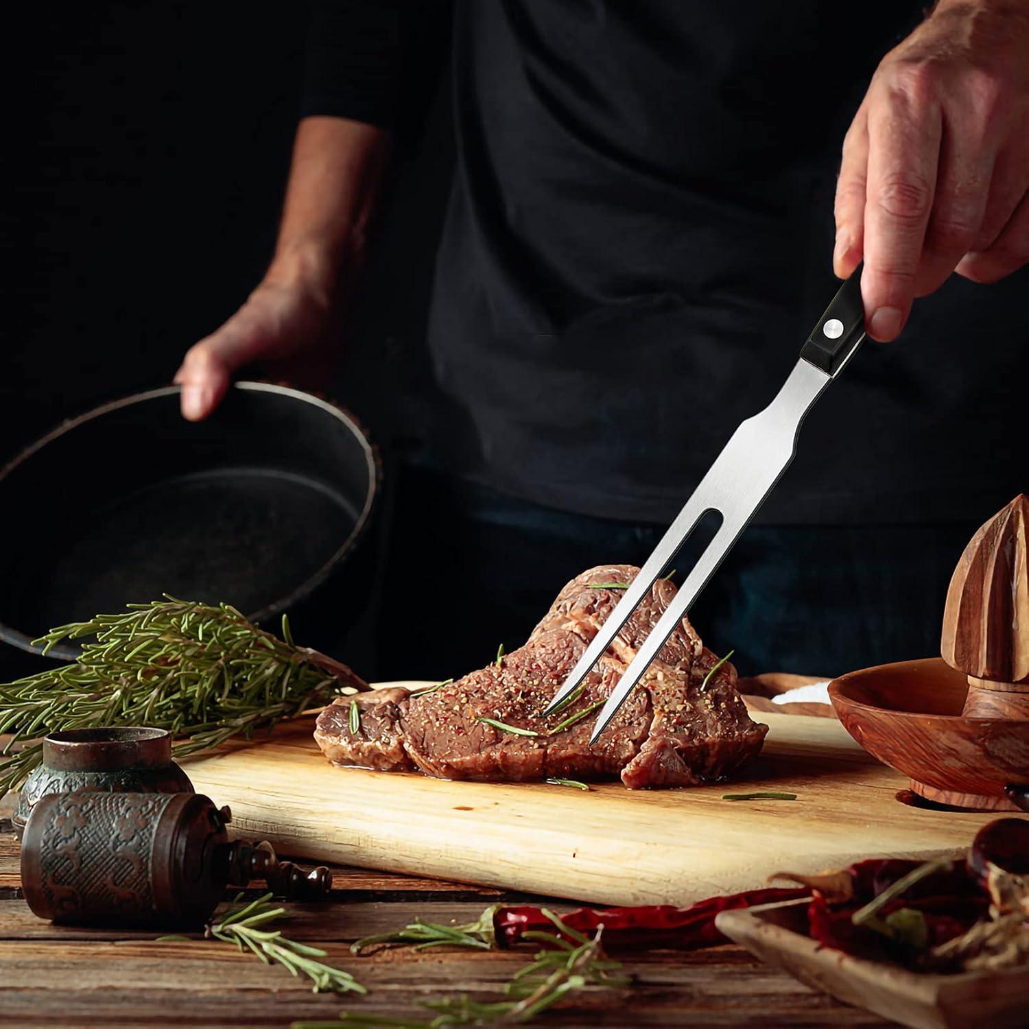 Tenedores de Carne Ponpon 2 Pcs Acero Inoxidable Mango Madera