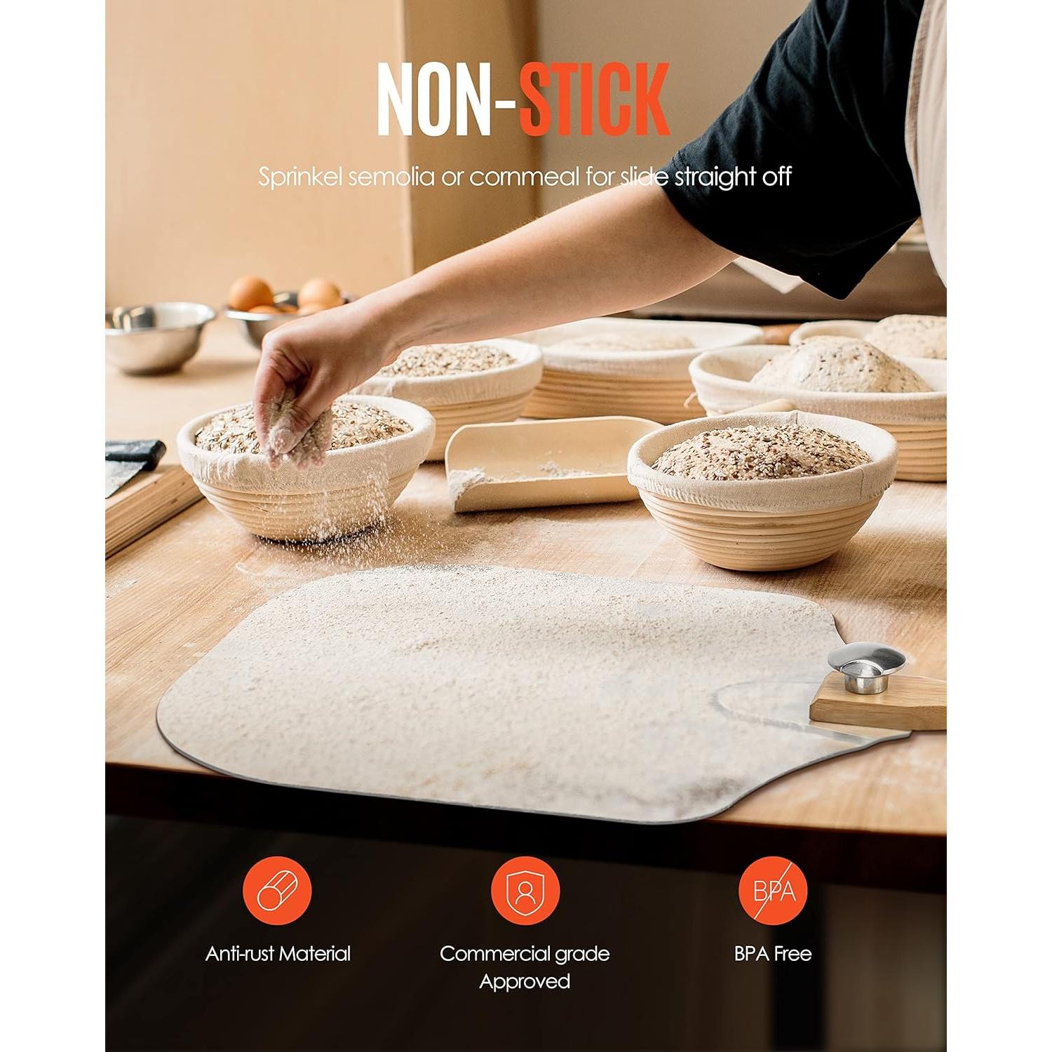 Espátula de Pizza Mooues 30 cm Aluminio con Mango Plegable