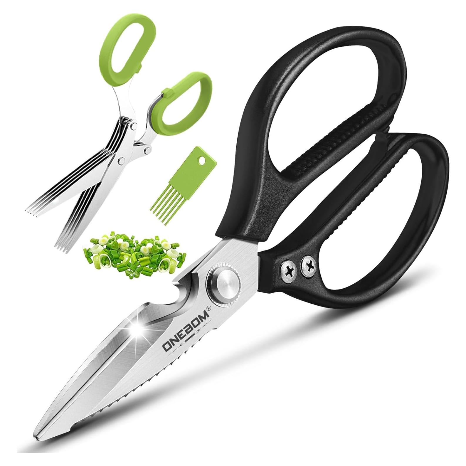 Tijeras de Cocina OneBom 2 Piezas Acero Inoxidable Afiladas
