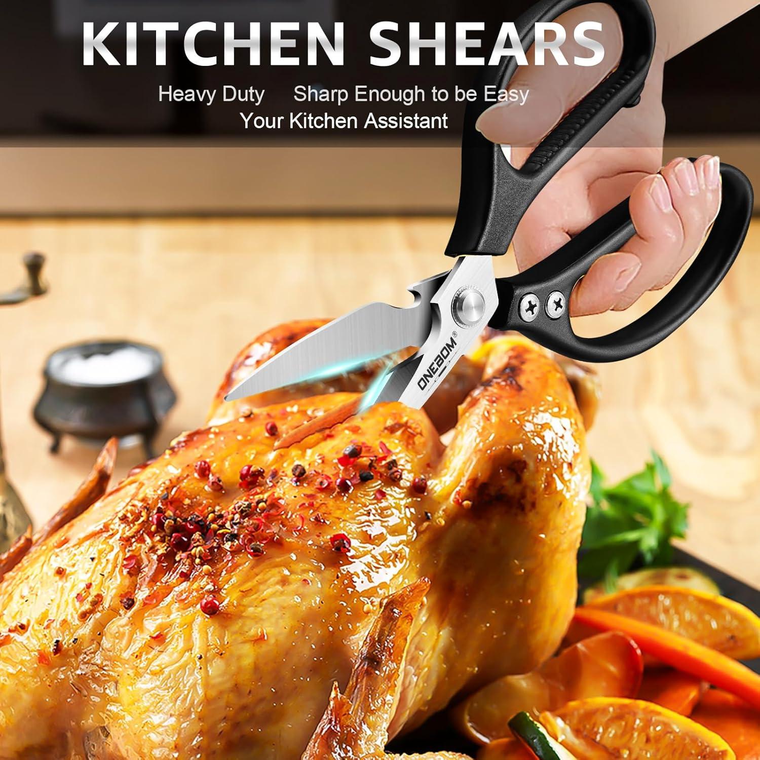 Tijeras de Cocina OneBom 2 Piezas Acero Inoxidable Afiladas