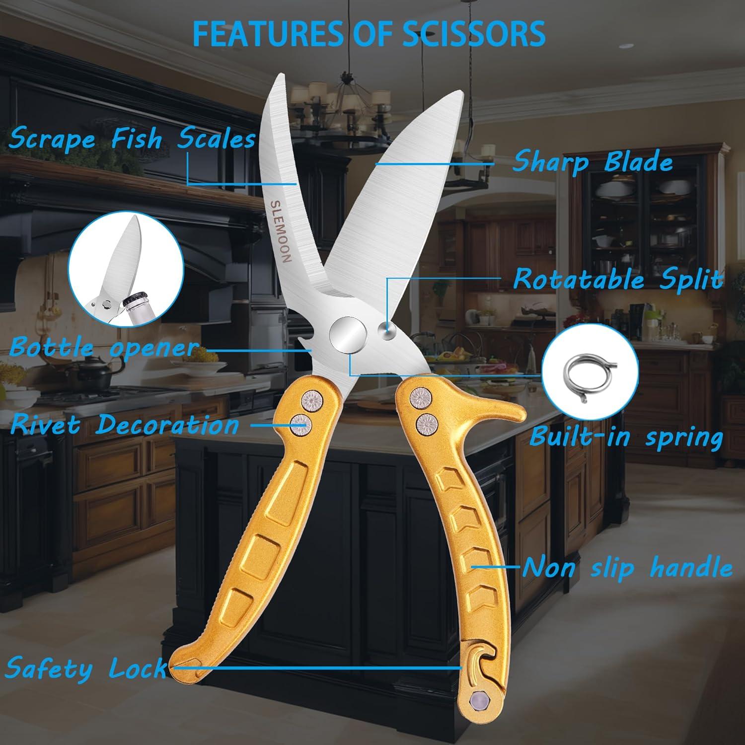 Tijeras de Cocina SLEMOON de Acero Inoxidable para Aves