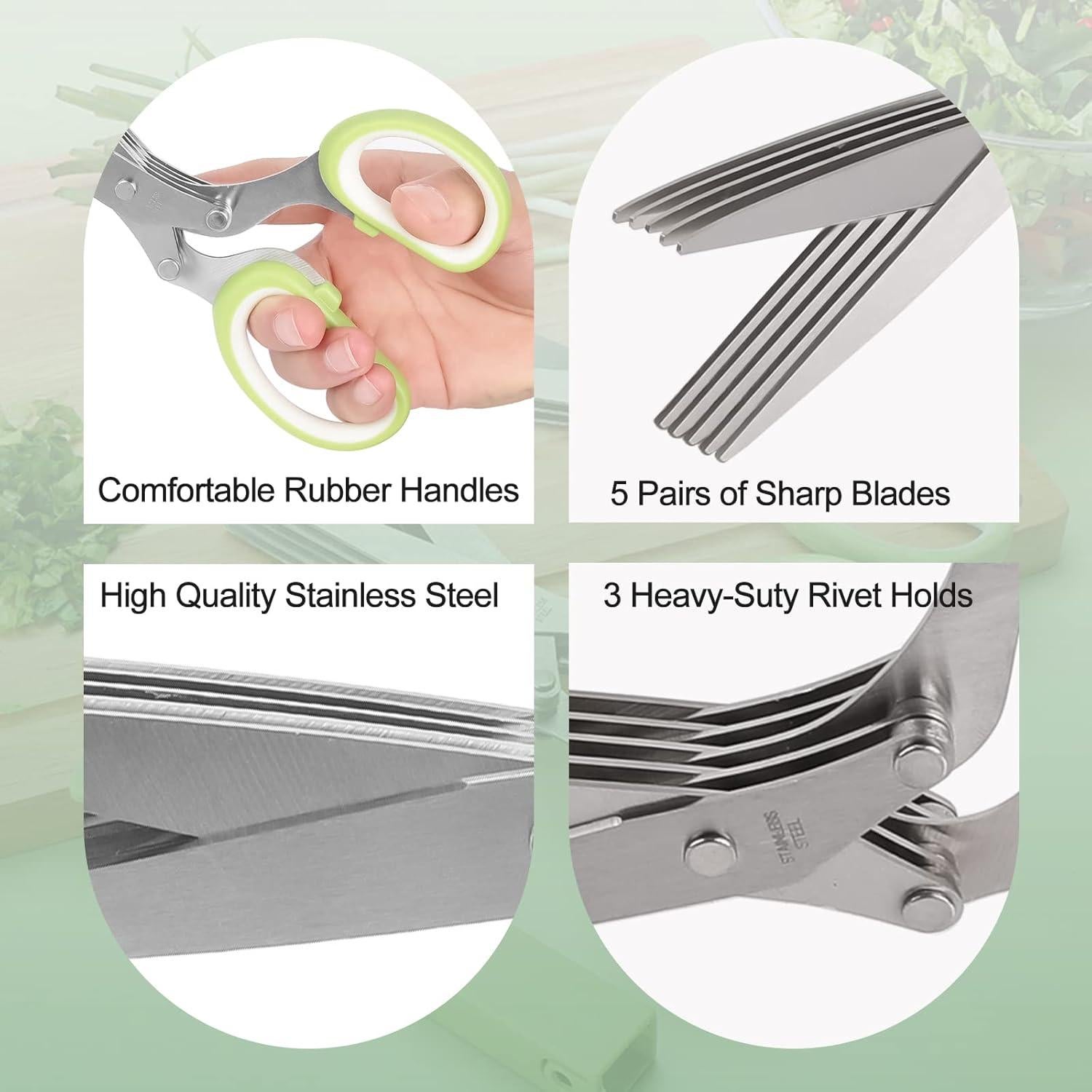 Tijeras de Hierbas SCAIKTIG 20.32 cm 5 Cuchillas Inoxidable