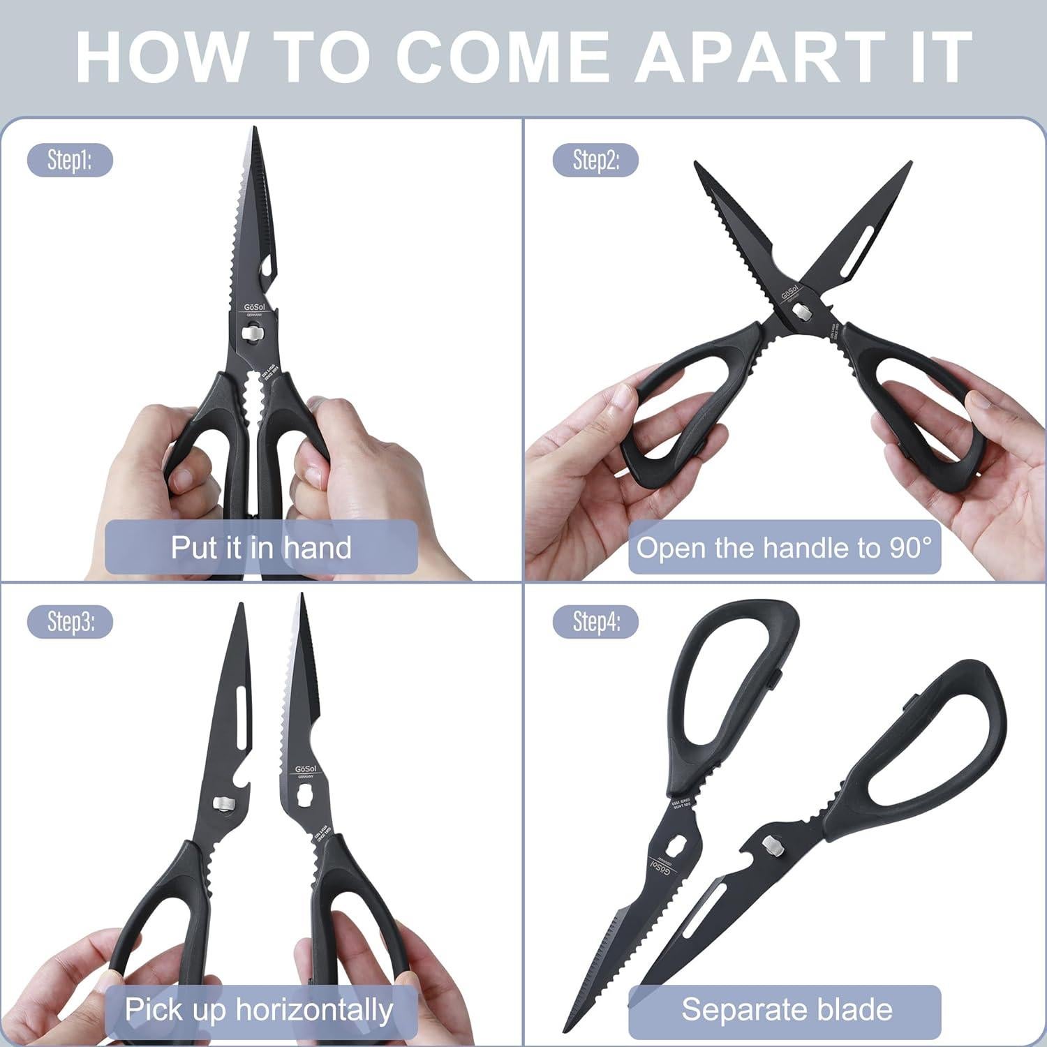 Tijeras de Cocina DARK EDGE 22.1 cm Acero Inoxidable Titanio Negro