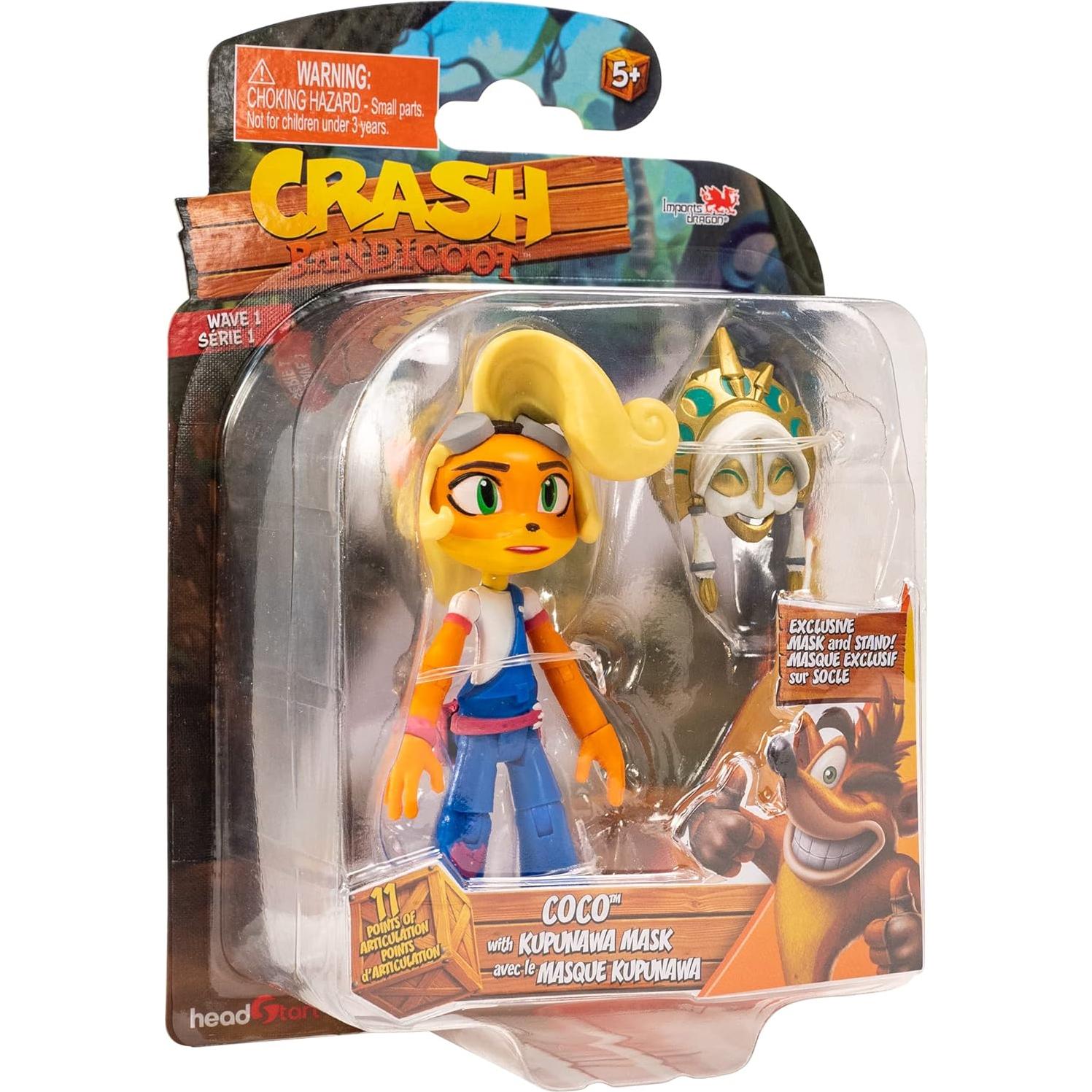 Figura de Acción Coco Bandicoot 11cm con Máscara y Soporte