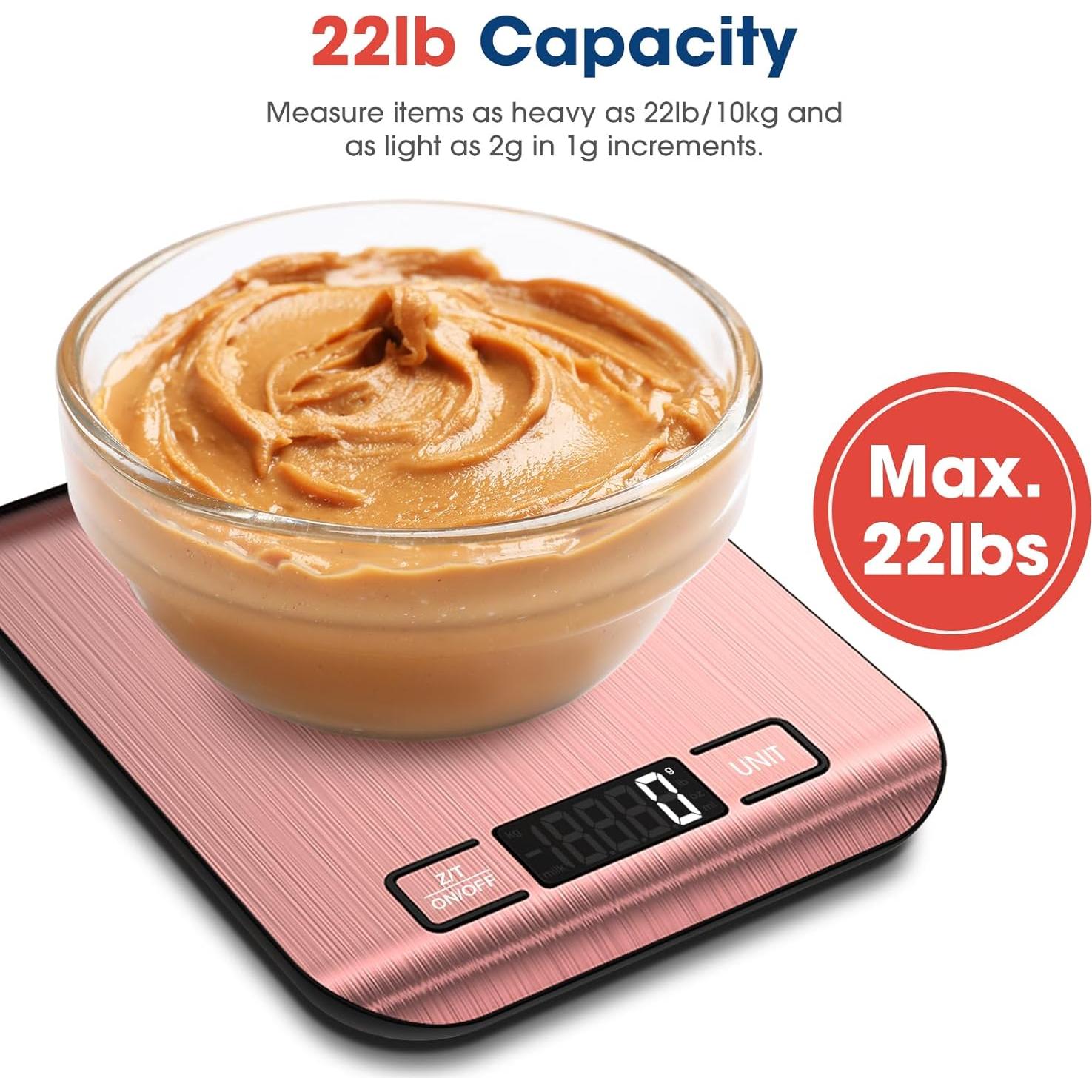 Balanza de Cocina Digital Mik-Nana 10 kg Rosa, LCD, Acero Inoxidable