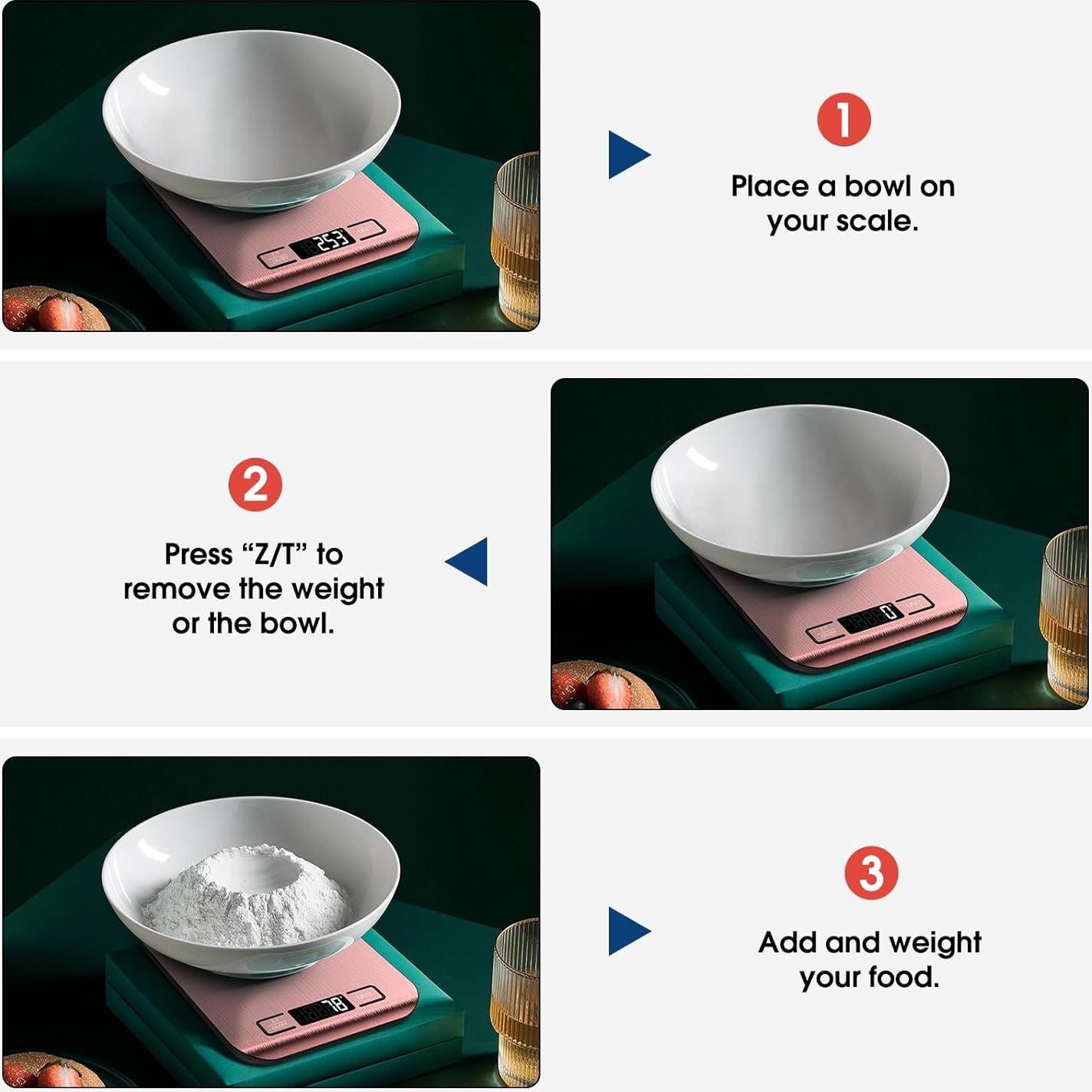 Balanza de Cocina Digital Mik-Nana 10 kg Rosa, LCD, Acero Inoxidable