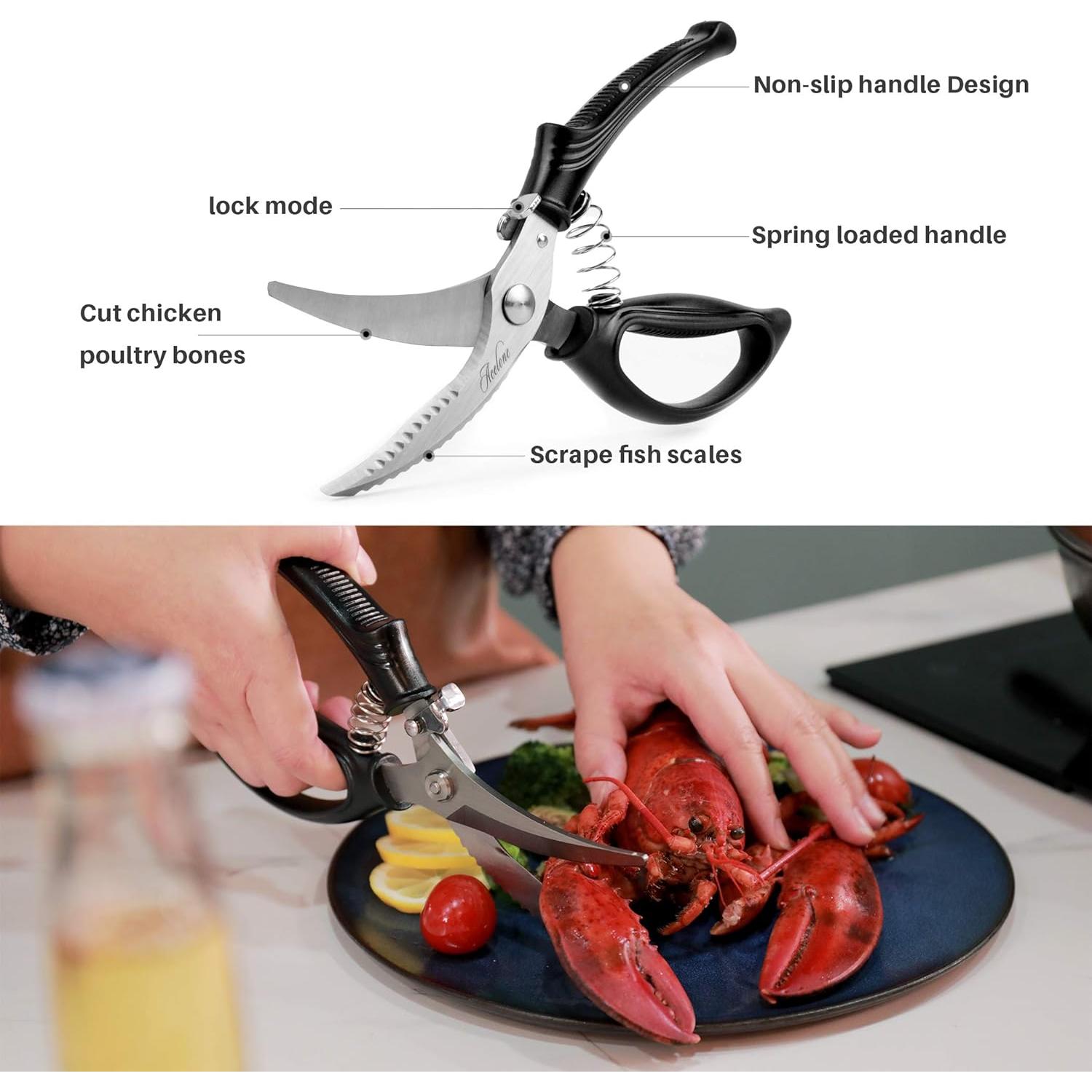 Tijeras de Cocina Acelone para Aves y Carne - Acero Inoxidable