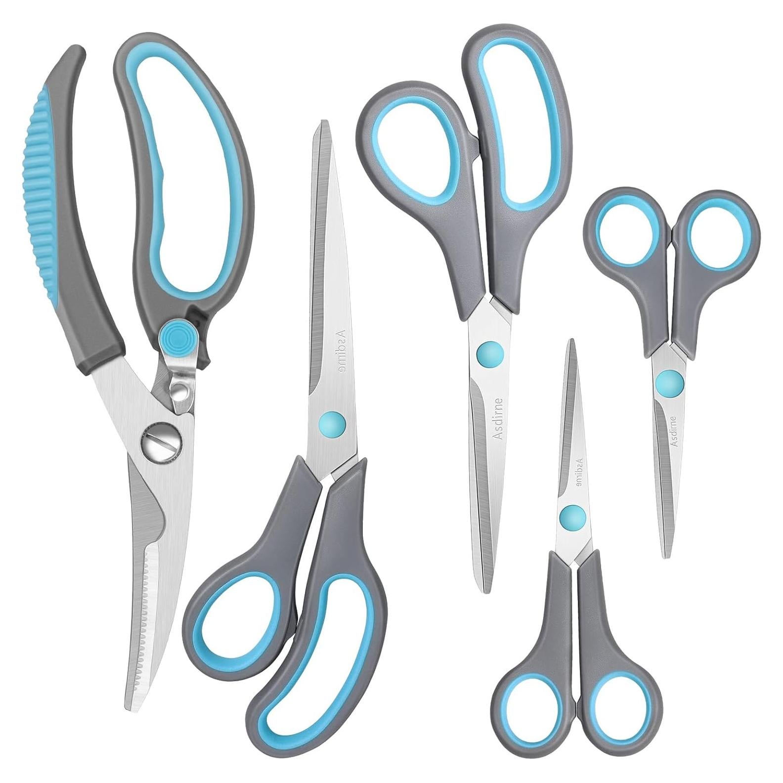 Juego de Tijeras de Cocina Asdirne, Acero Inoxidable, 5 Piezas