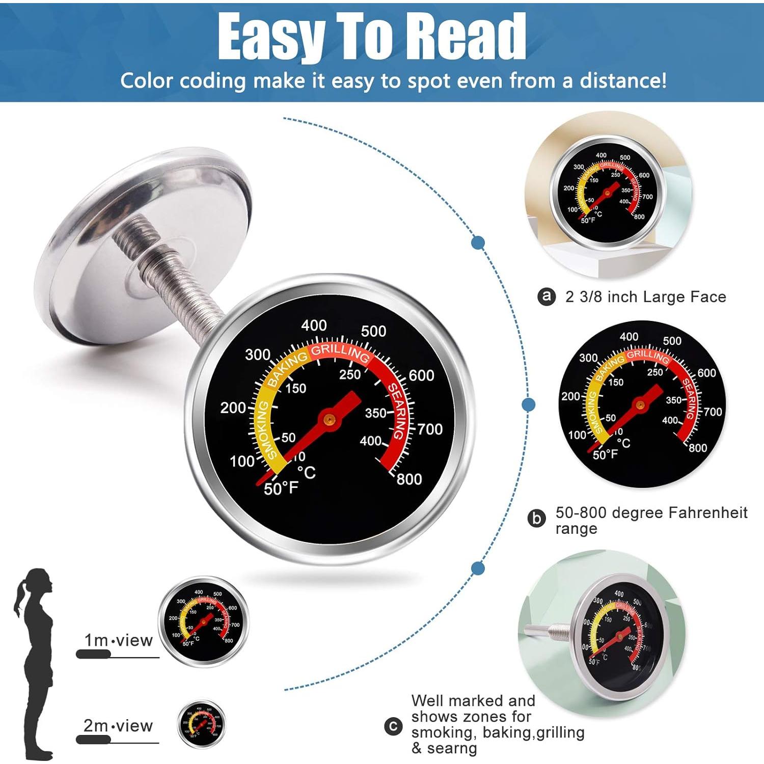 Termómetro de Parrilla Criditpid 2 3/8'' para BBQ y Humo