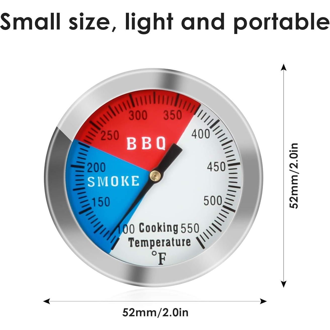 Termómetro de BBQ ZOEDO Acero Inoxidable 5.1cm Paquete de 2