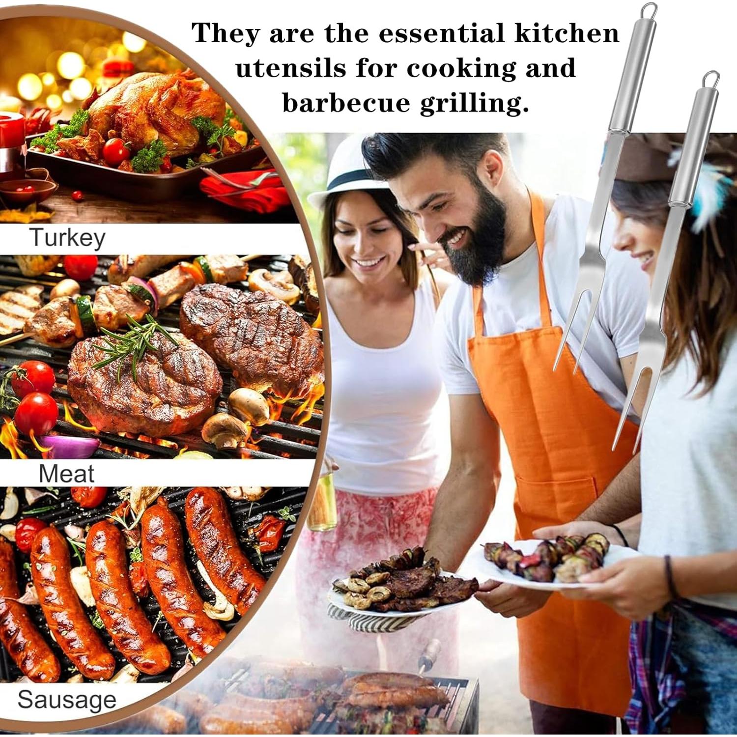 Tenedores de Carne FJYXCHENXM Acero Inoxidable 33.7 cm 2 Pcs