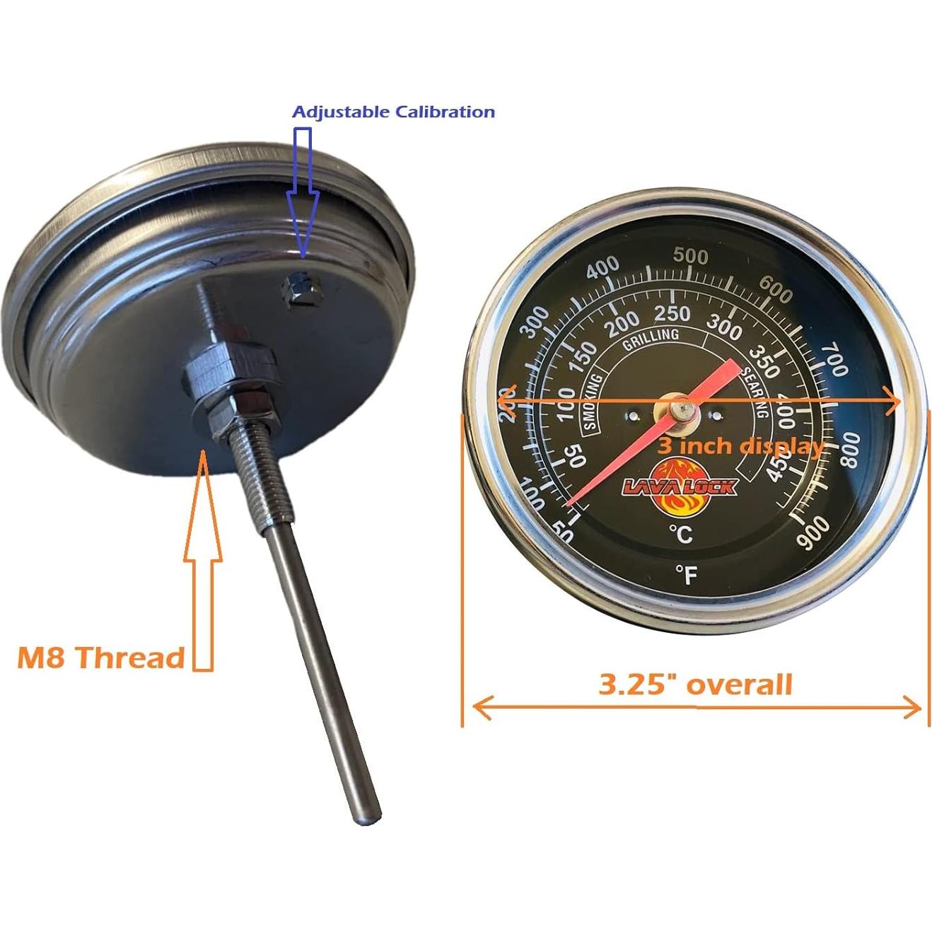 Termómetro de Barbacoa Black Face 3" Alta Temperatura M8