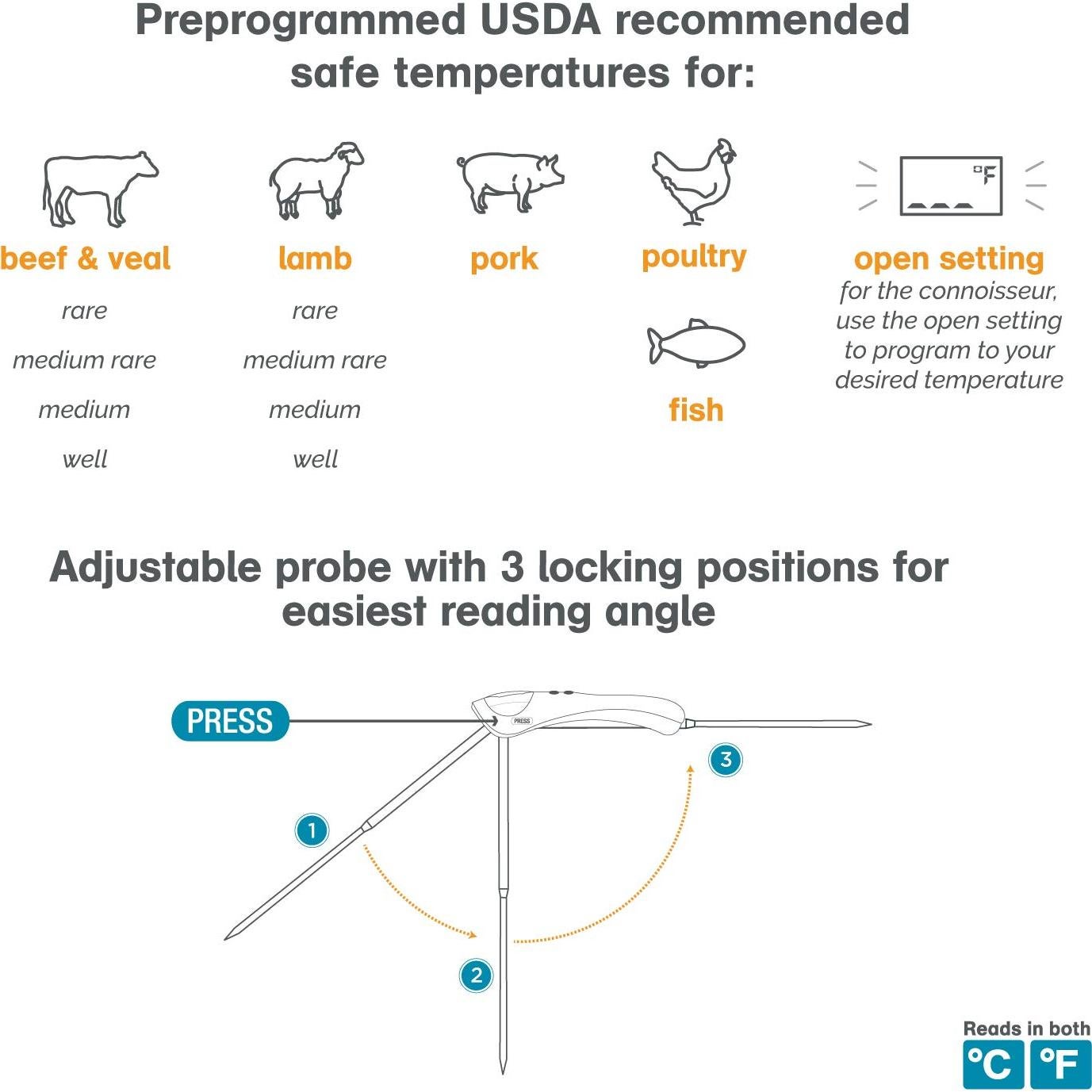 Termómetro de lectura instantánea Polder Safe Serve Rojo 25.4 cm