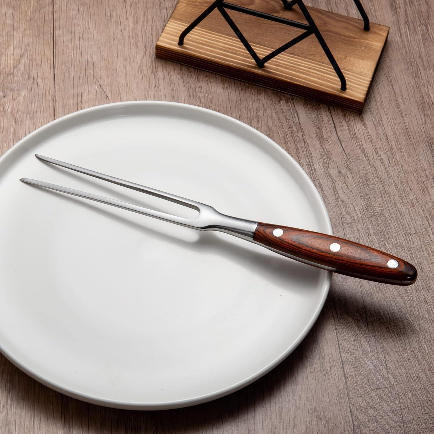 Tenedor de Carne IMEEA 29.5 cm Acero Inoxidable Mango Madera