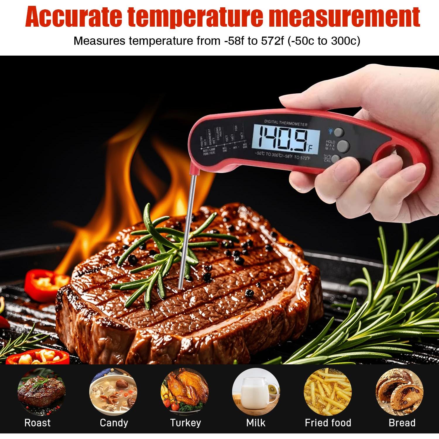 Termómetro Digital de Carne FM01 con Sonda Plegable y Pantalla LCD