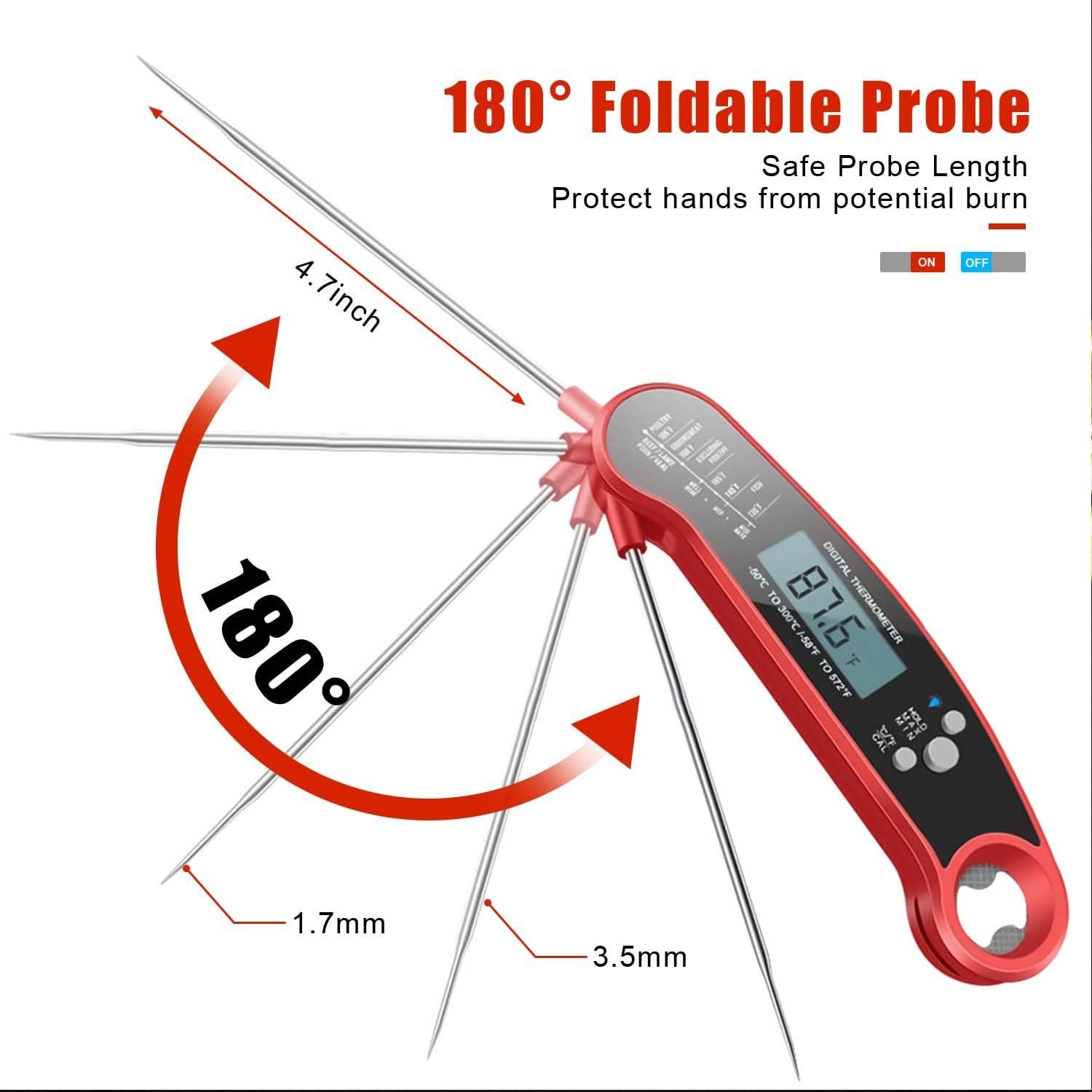 Termómetro Digital de Carne FM01 con Sonda Plegable y Pantalla LCD