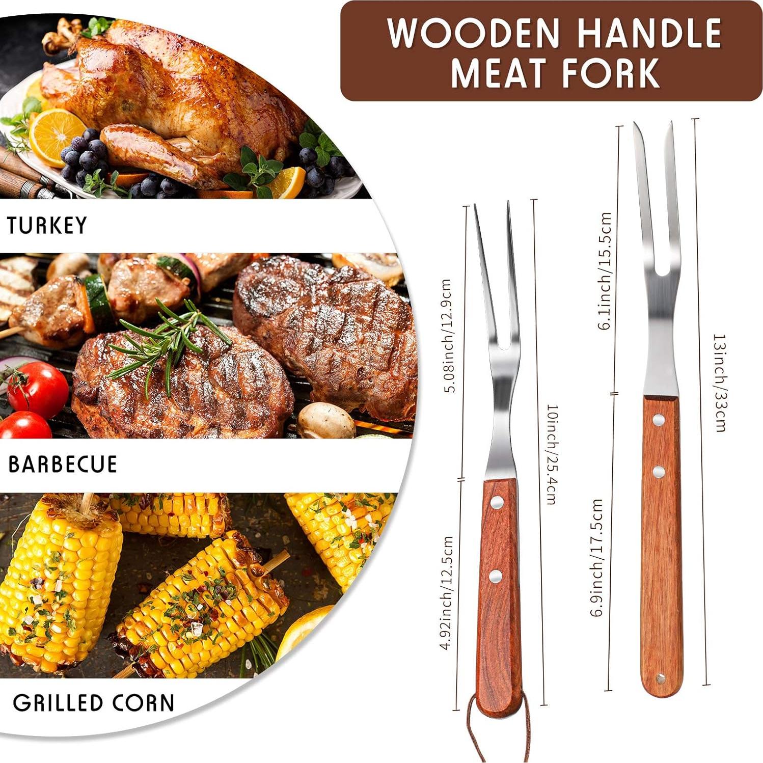 Juego de Tenedores de Carne Honoson 2 Piezas Acero Inoxidable 25-33 cm