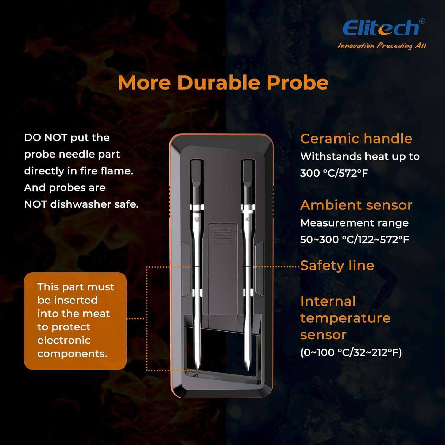 Termómetro Digital Inalámbrico Elitech WMT-20 para BBQ y Horno