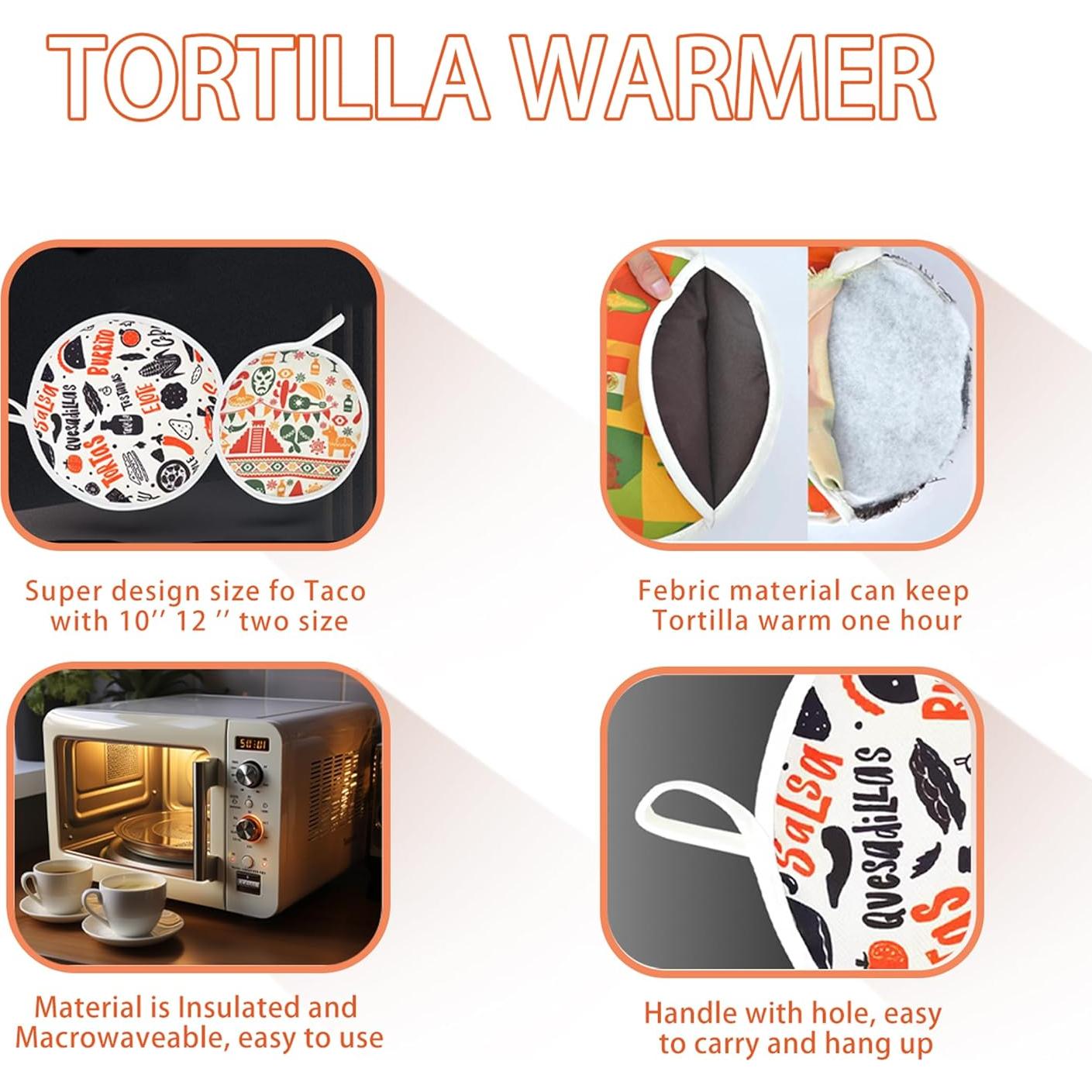 Bolsa Calentadora de Tortillas Vivicreate 2 Pack 25 y 30 cm Microondas