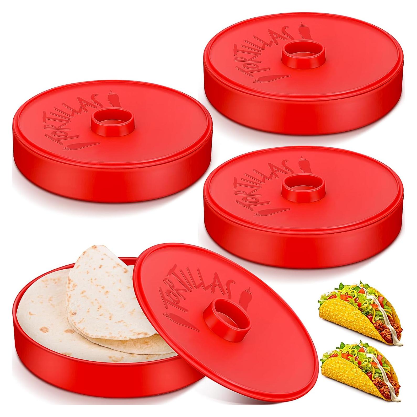 Calentador de Tortillas Nuogo 4 Pcs 18.3 cm Rojo Aislado