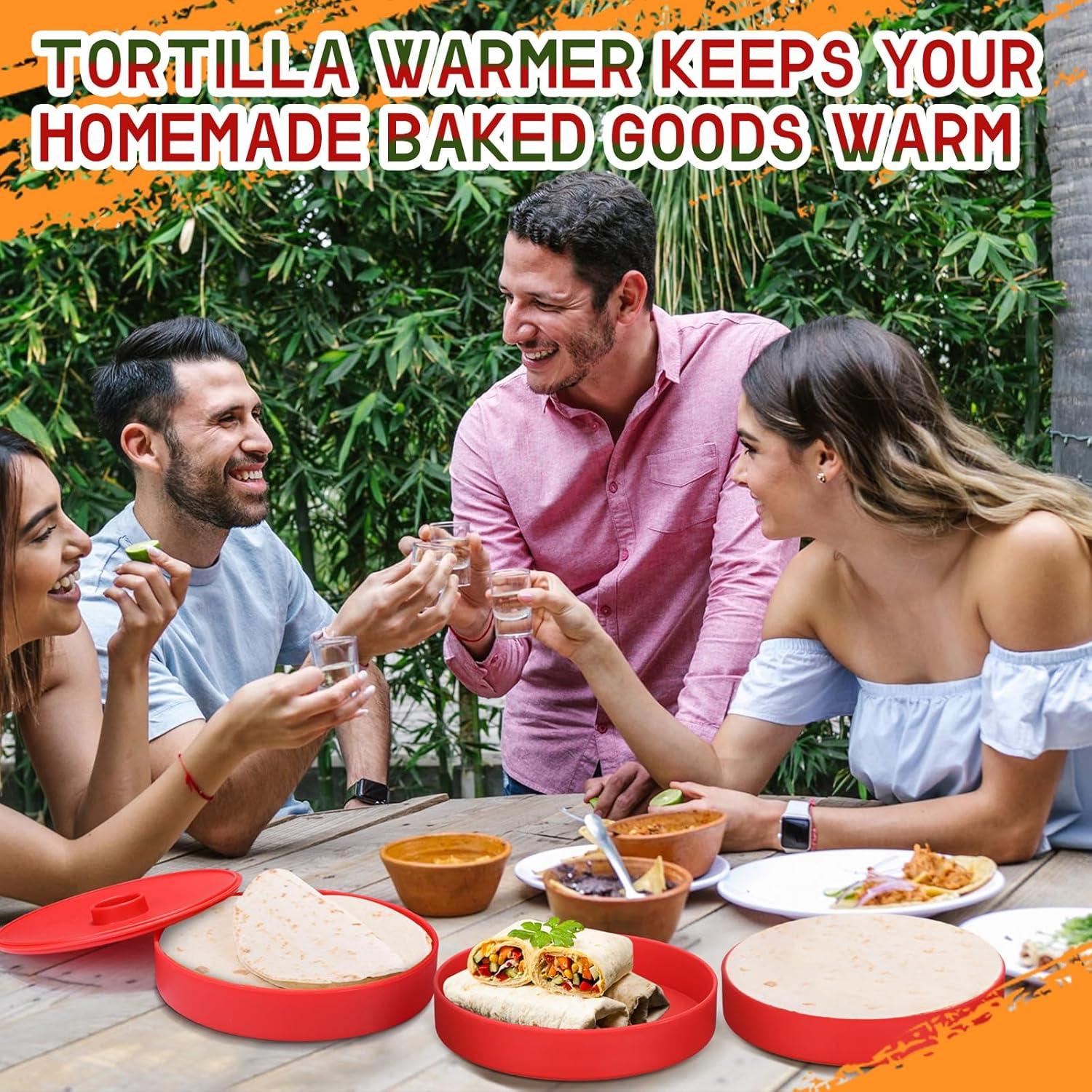 Calentador de Tortillas Nuogo 4 Pcs 18.3 cm Rojo Aislado