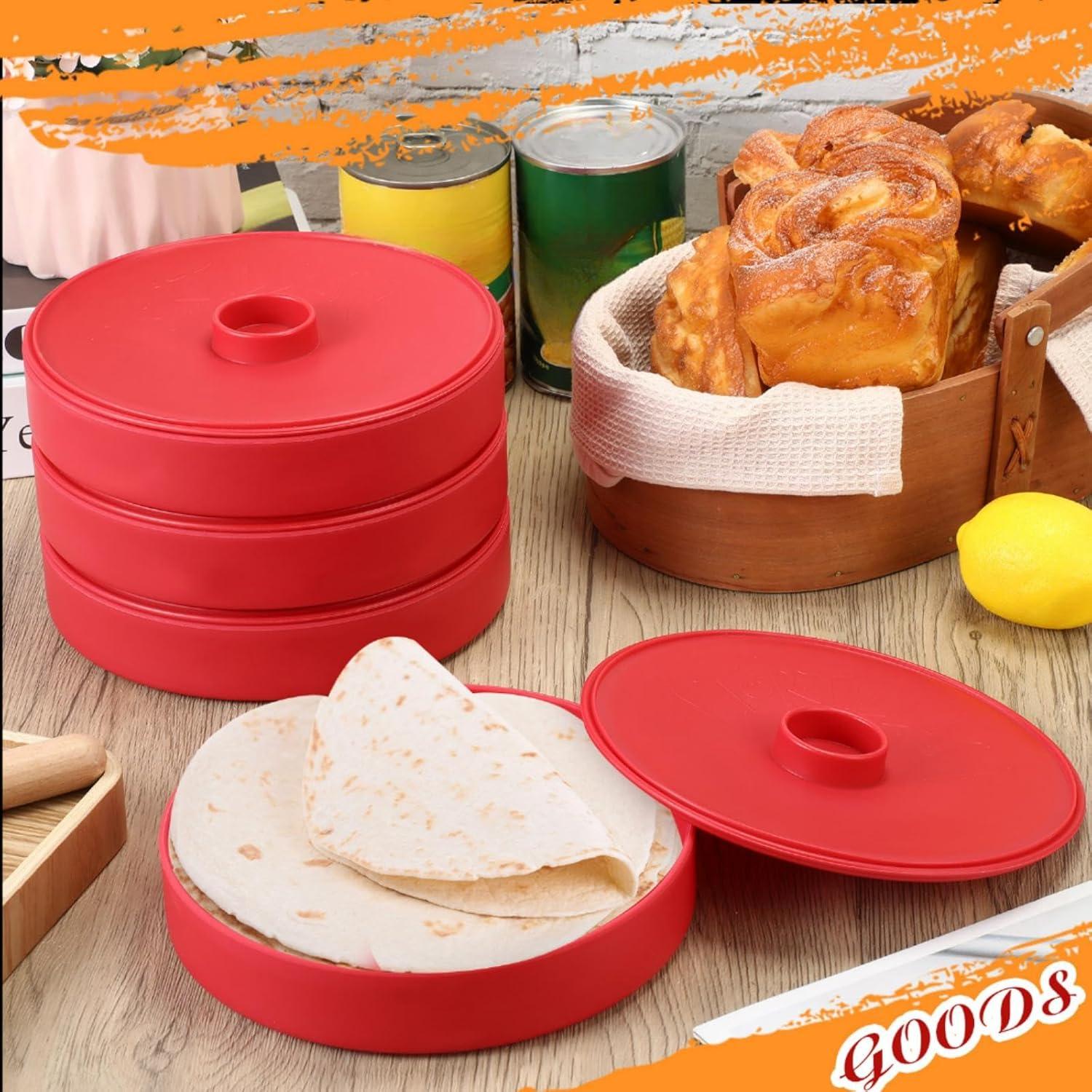 Calentador de Tortillas Nuogo 4 Pcs 18.3 cm Rojo Aislado