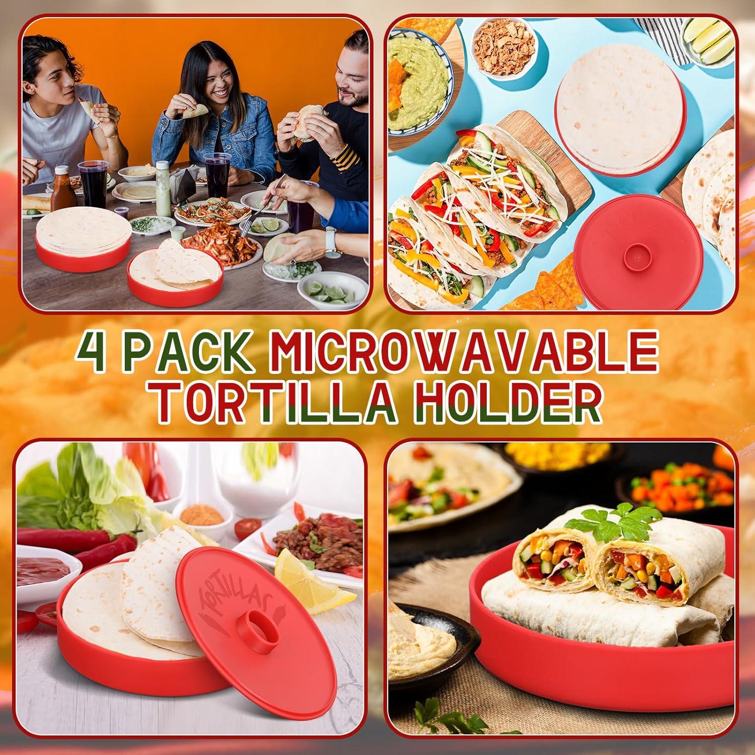 Calentador de Tortillas Nuogo 4 Pcs 18.3 cm Rojo Aislado