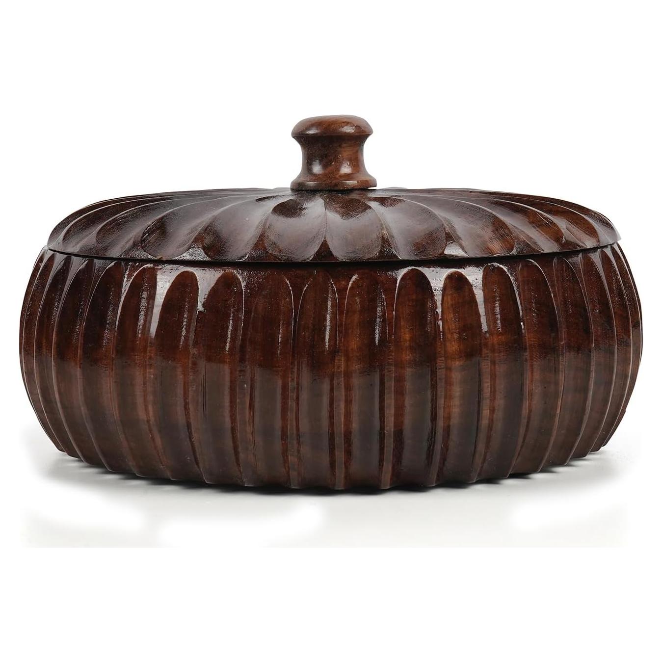 Cazuela de Madera Hecha a Mano Amerindian 20.32cm Tapa