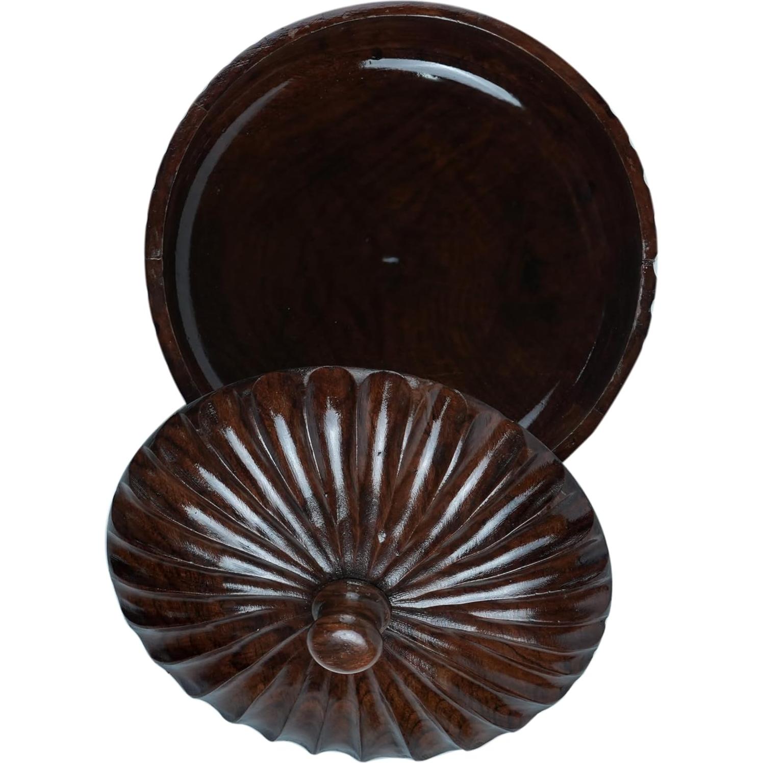 Cazuela de Madera Hecha a Mano Amerindian 20.32cm Tapa