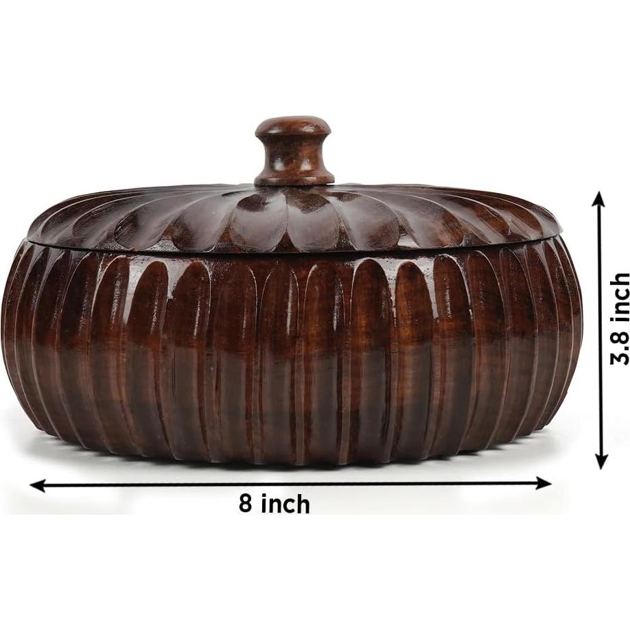 Cazuela de Madera Hecha a Mano Amerindian 20.32cm Tapa