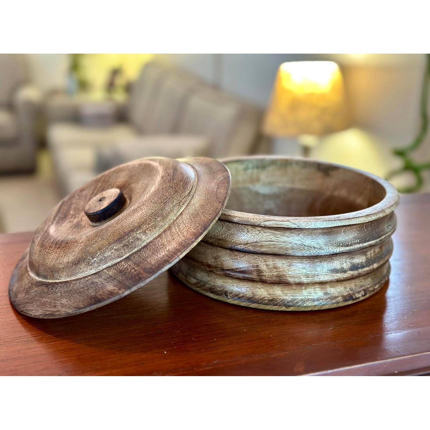 Cesta Calentadora de Tortillas de Madera El Gran Bazar Indio 22.86 cm