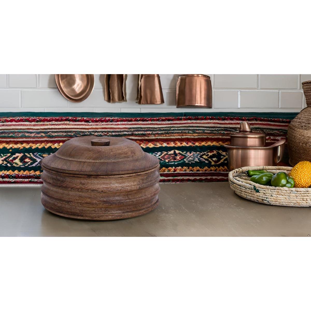 Cesta Calentadora de Tortillas de Madera El Gran Bazar Indio 22.86 cm