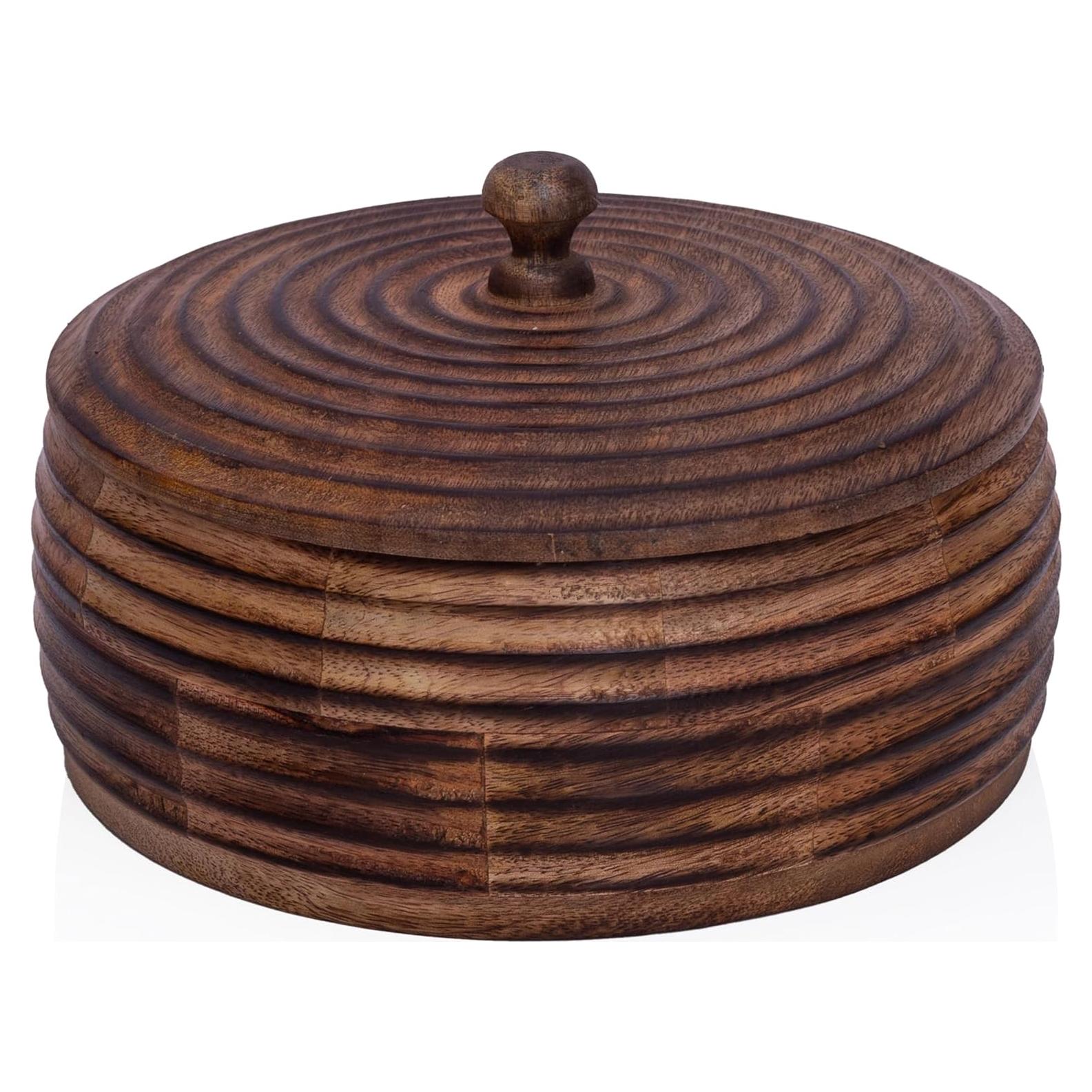 Cesta Calentadora de Madera Hecha a Mano El Gran Bazar Indio 22.86 cm