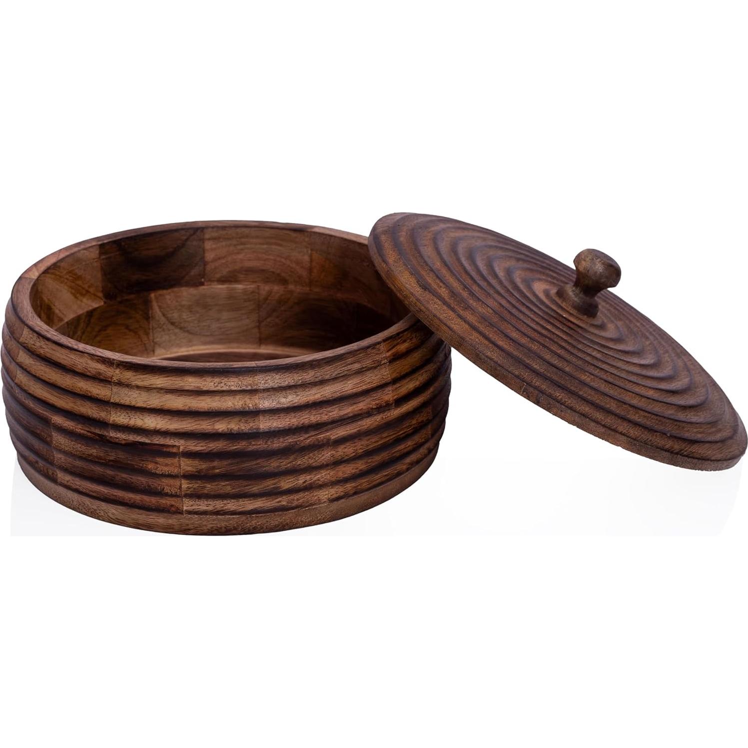 Cesta Calentadora de Madera Hecha a Mano El Gran Bazar Indio 22.86 cm