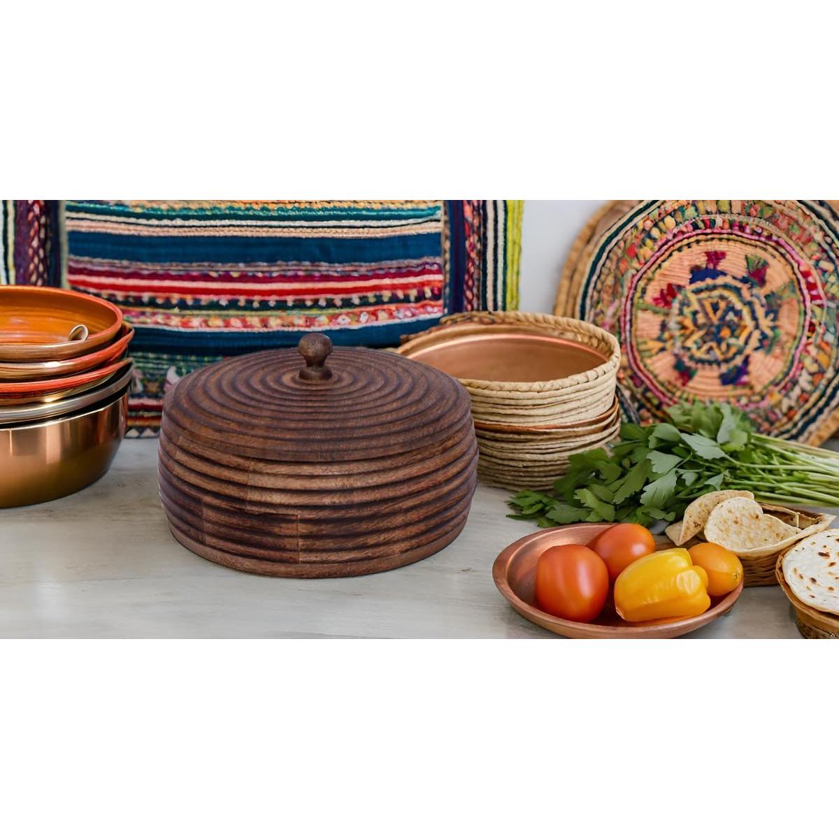 Cesta Calentadora de Madera Hecha a Mano El Gran Bazar Indio 22.86 cm