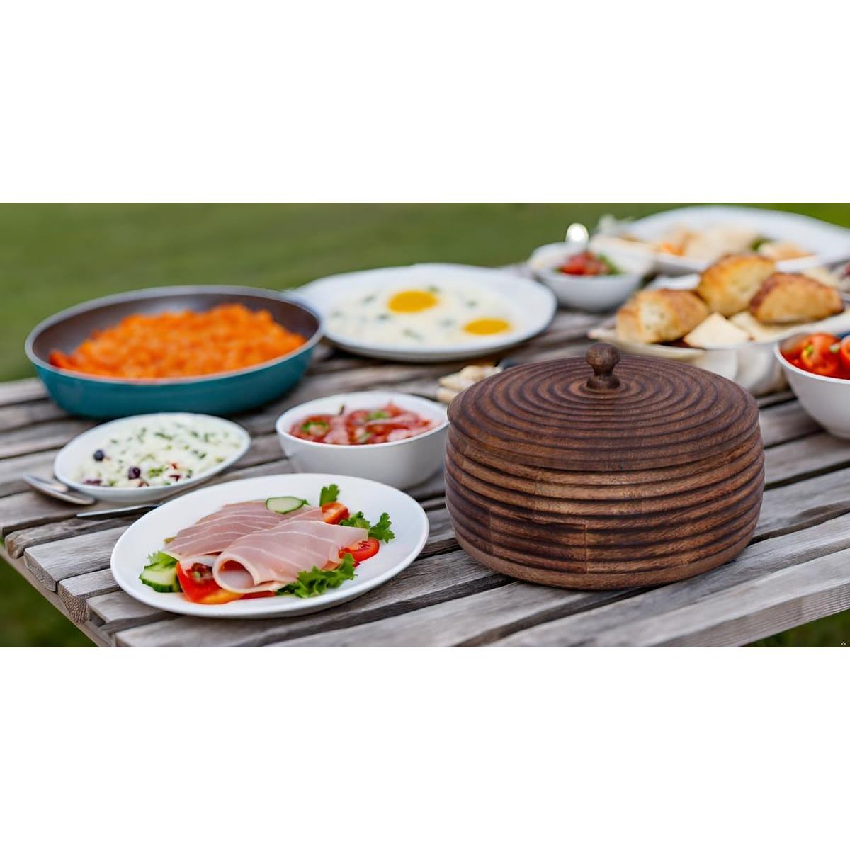 Cesta Calentadora de Madera Hecha a Mano El Gran Bazar Indio 22.86 cm