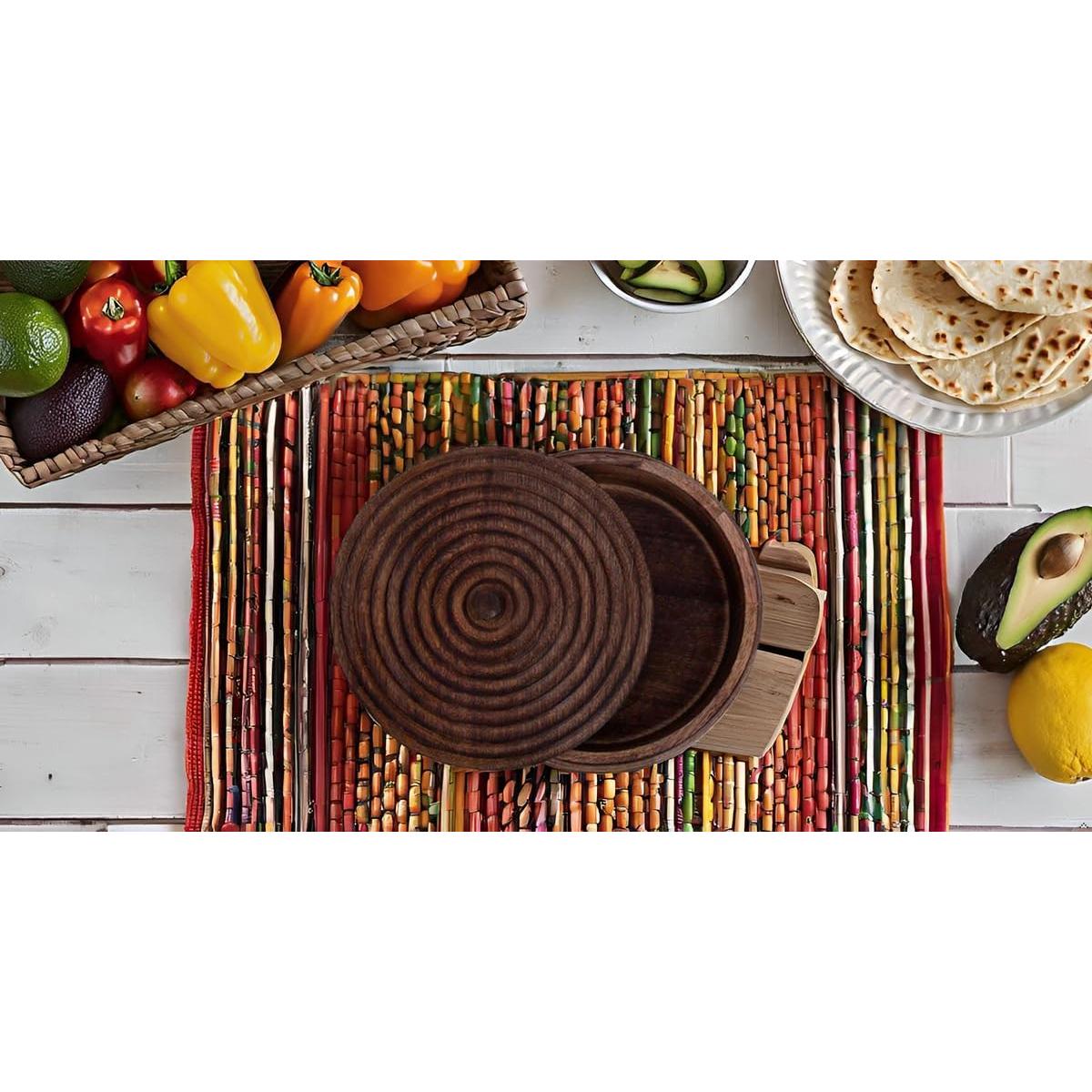 Cesta Calentadora de Madera Hecha a Mano El Gran Bazar Indio 22.86 cm