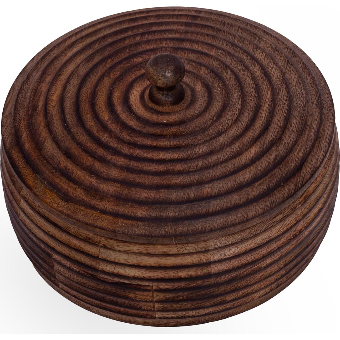 Cesta Calentadora de Madera Hecha a Mano El Gran Bazar Indio 22.86 cm