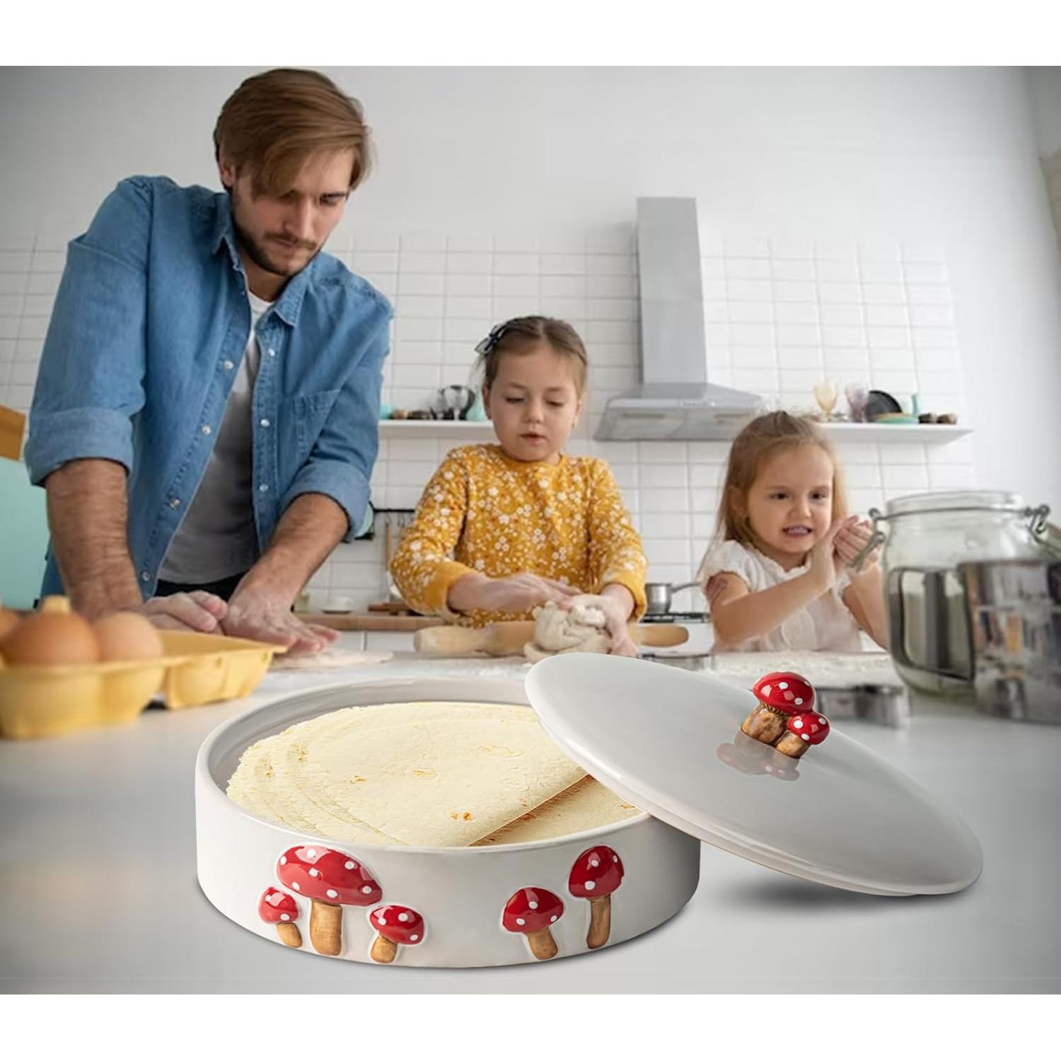 Calentador de Tortillas DGU Cerámica Hongo 20.32 cm Blanco