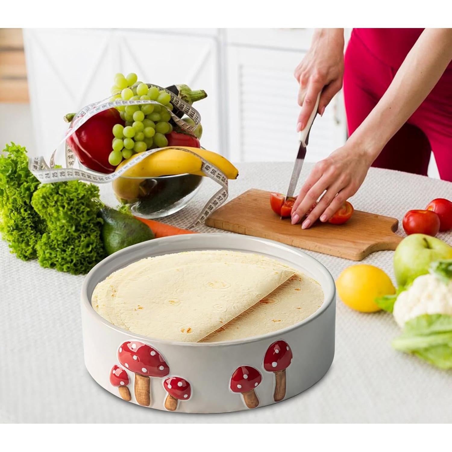 Calentador de Tortillas DGU Cerámica Hongo 20.32 cm Blanco