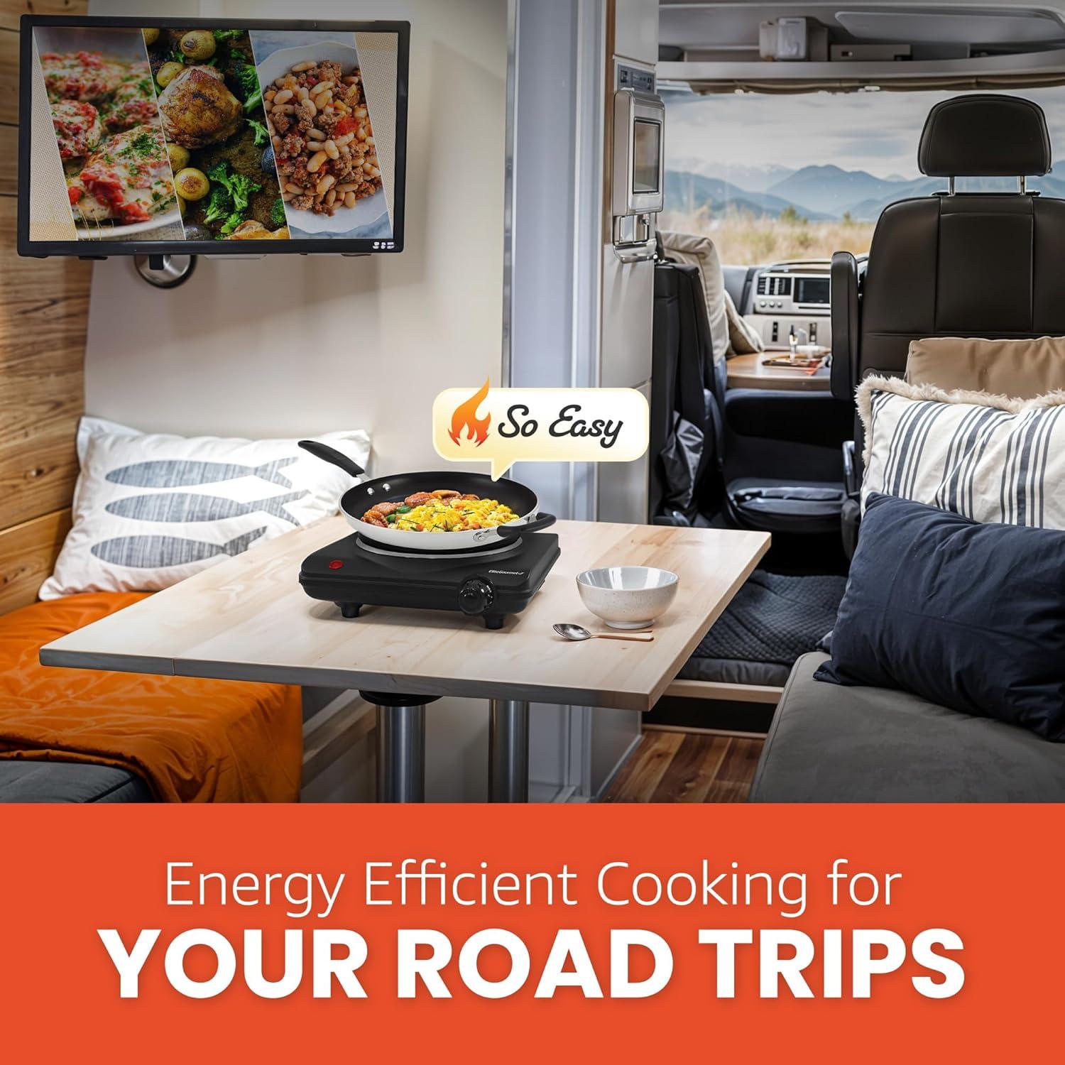 Placa Calentadora Eléctrica Individual Elite Gourmet 1000W Hierro Fundido