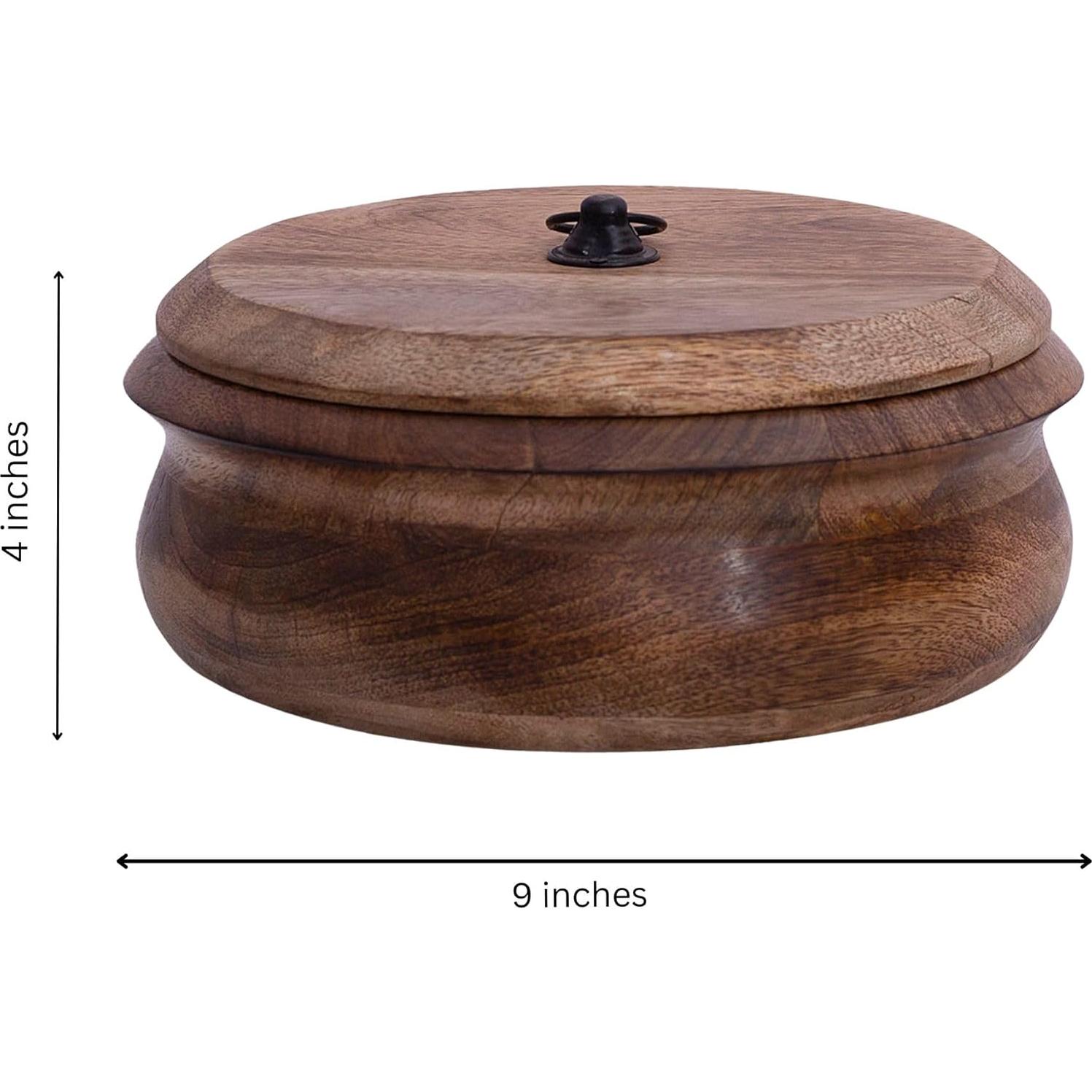 Cesta Calentadora de Tortillas de Madera Hecha a Mano 23x10 cm