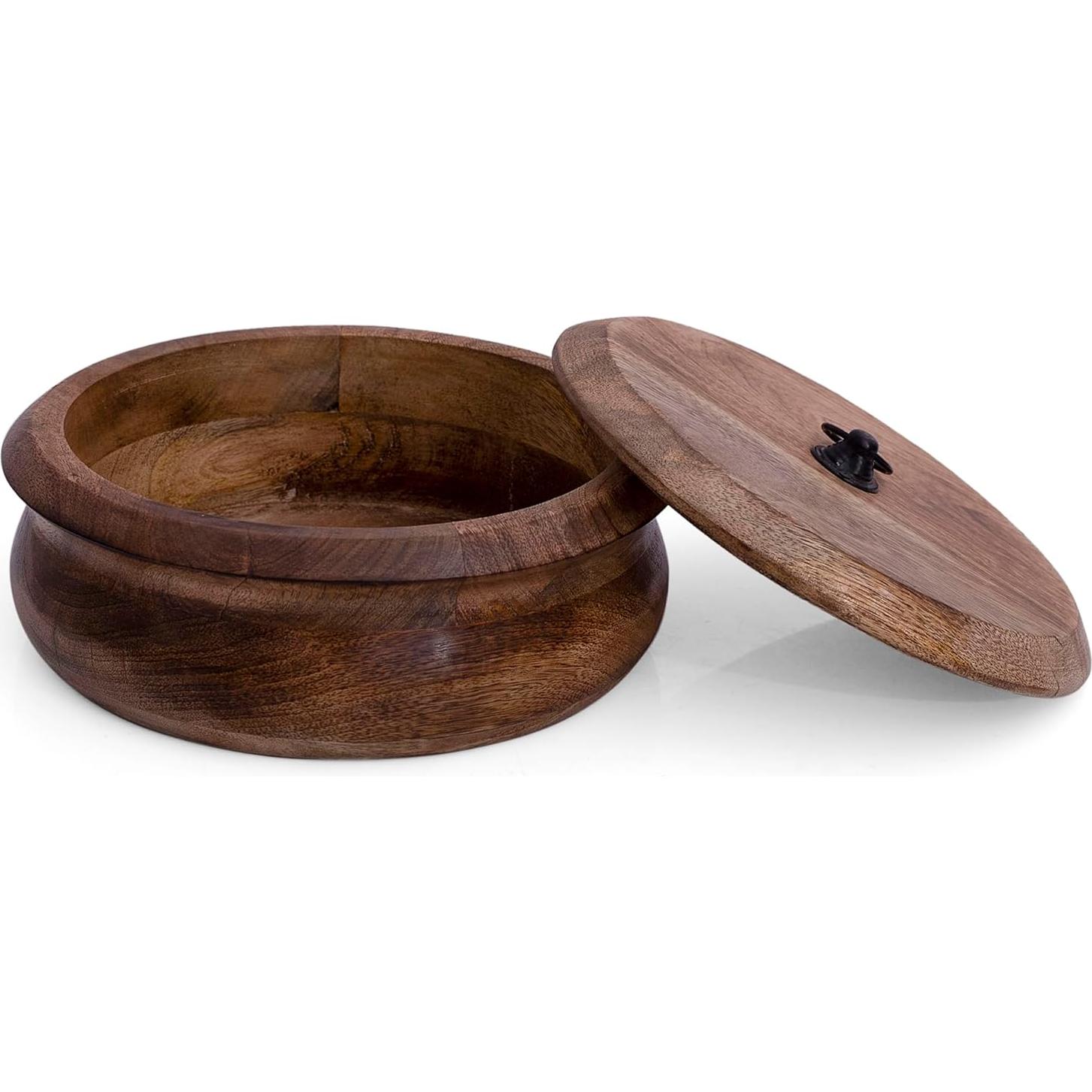 Cesta Calentadora de Tortillas de Madera Hecha a Mano 23x10 cm