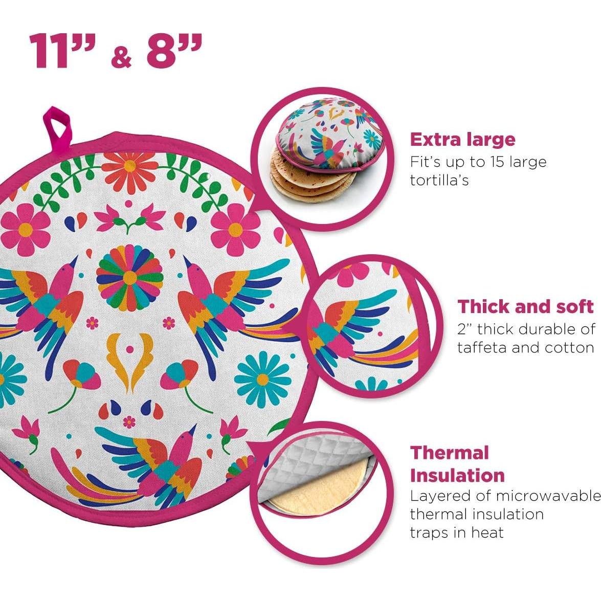 Paquete de 2 Calentadores de Tortillas Algodón MOMAJI 11"