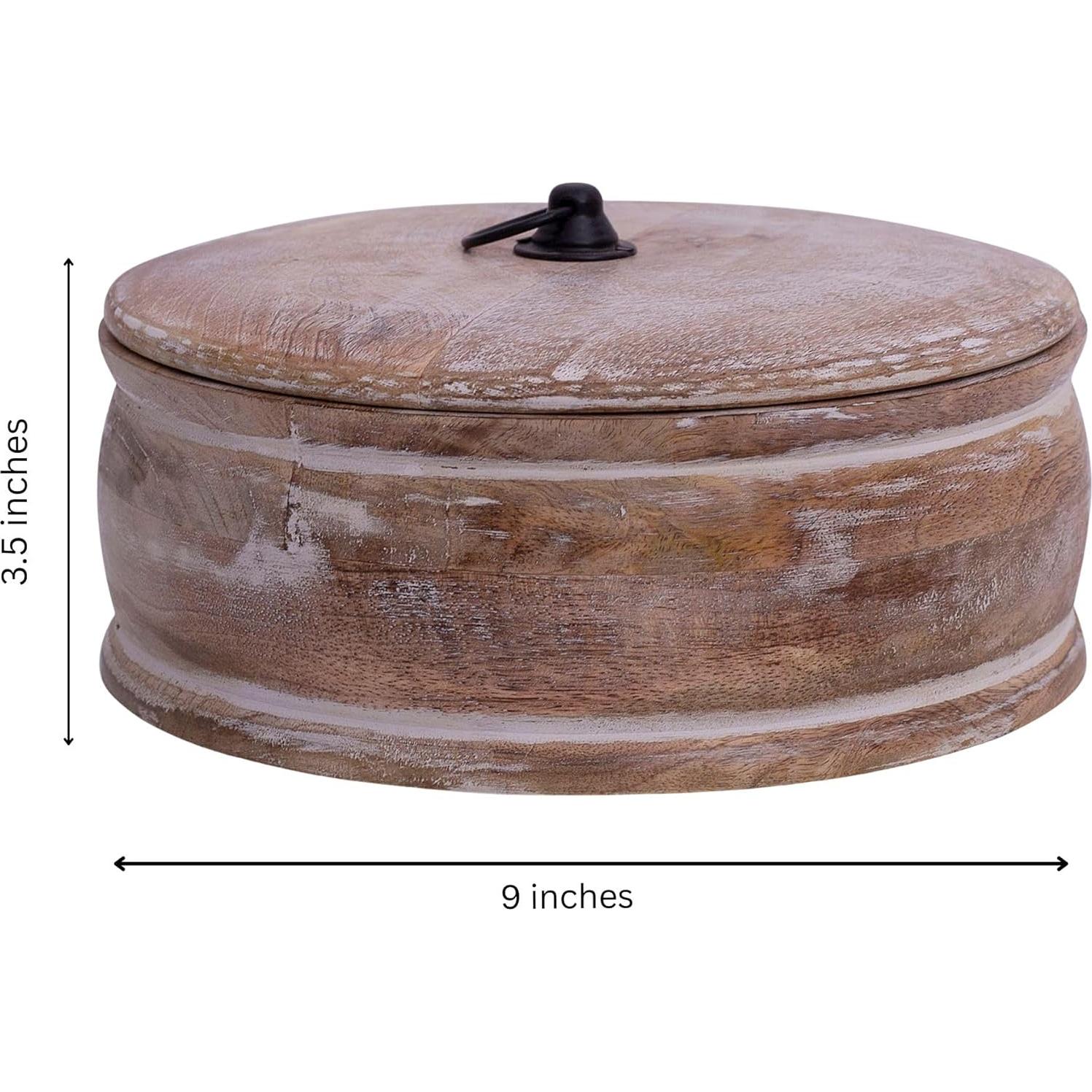 Cesta Calentadora de Tortillas de Madera Hecha a Mano 9x8.9 cm