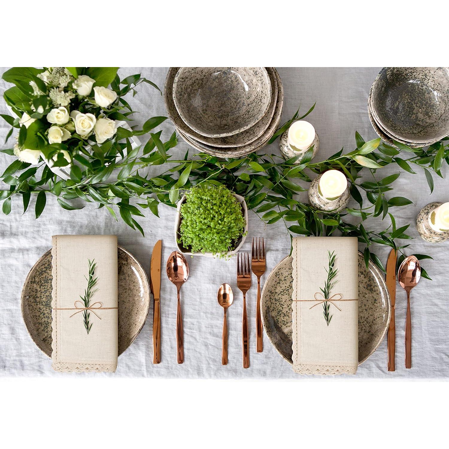 Servilletas de Tela Hausattire 12 Piezas 50.8x50.8 cm Algodón-Lino