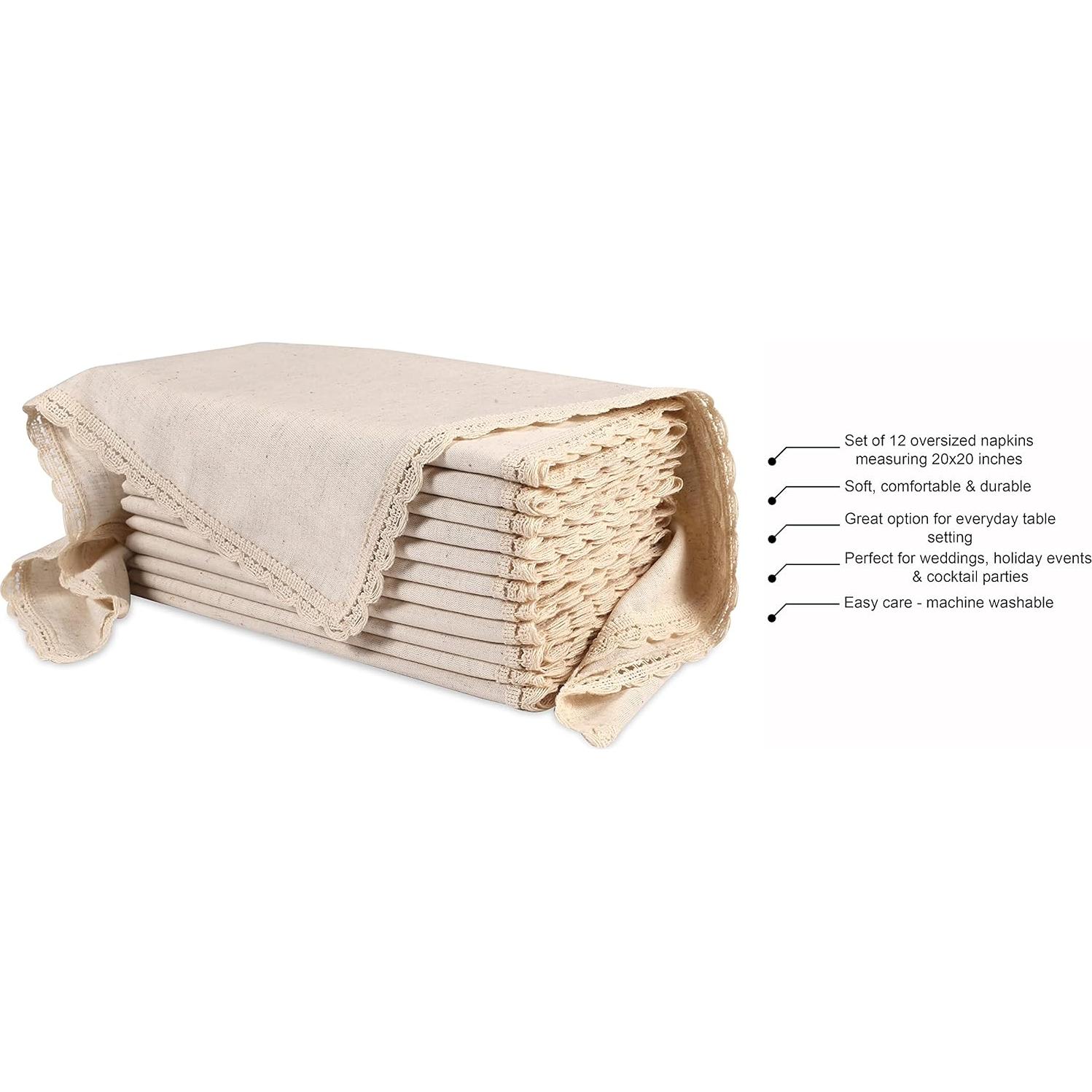 Servilletas de Tela Hausattire 12 Piezas 50.8x50.8 cm Algodón-Lino