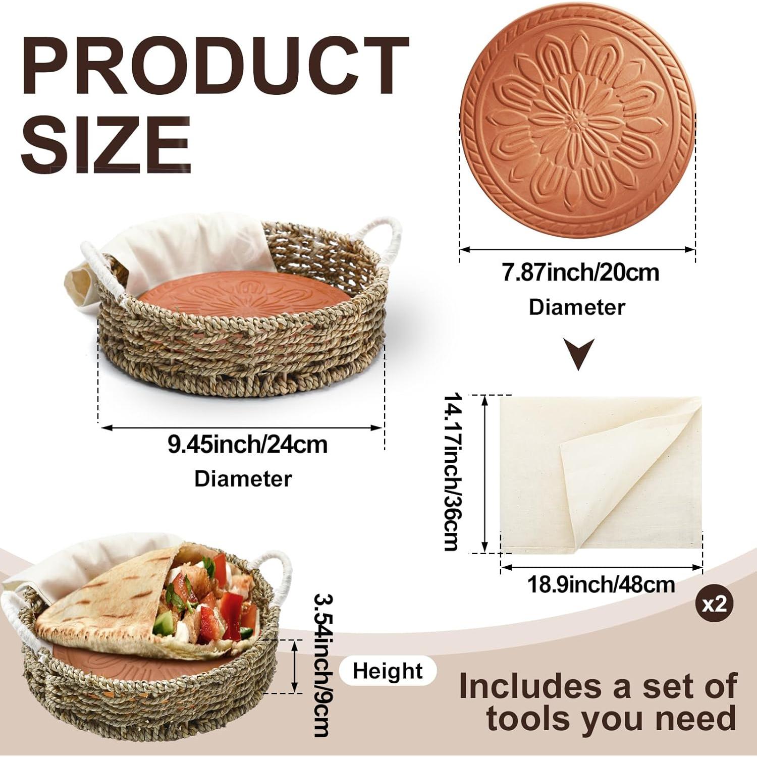 Cesta de Pan Tejida a Mano Teenyyou 24 cm con Calentador de Tortilla